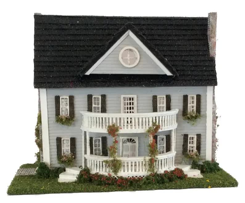 1:144 Scale Dollhouse KIT Tiny Colonial Style Rounded Double Balcony w/ Greenery