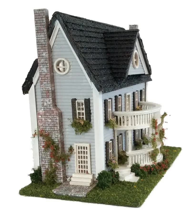 1:144 Scale Dollhouse KIT Tiny Colonial Style Rounded Double Balcony w/ Greenery - Image 6