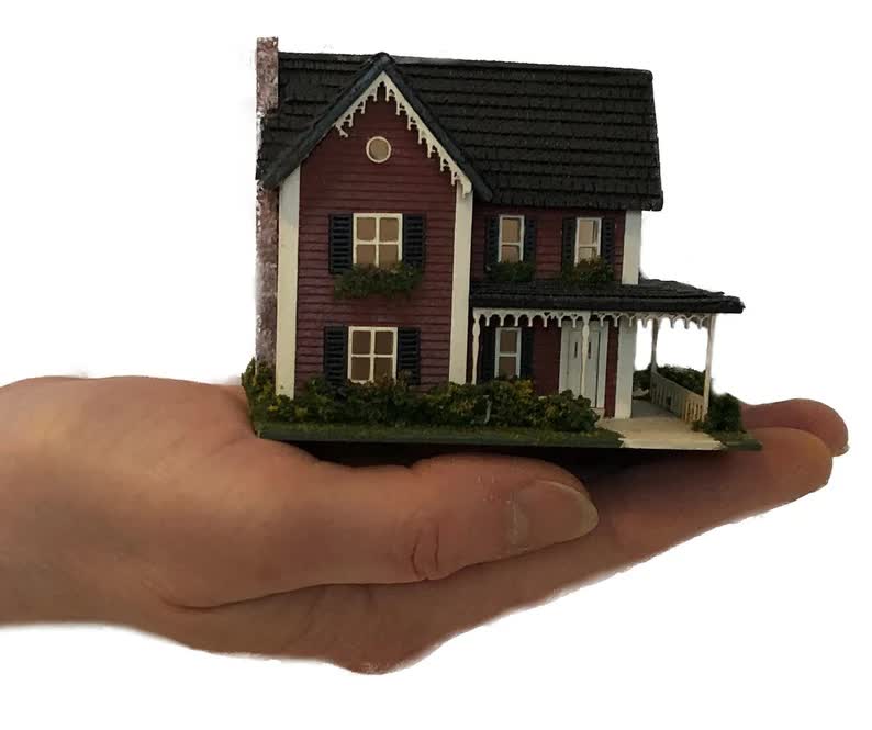 1:144 Scale Dollhouse KIT Tiny Country Farm House 5 Room Home Includes Greenery - Image 5