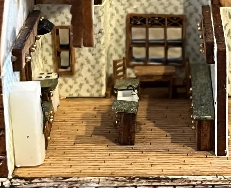 1:144 Scale Dollhouse KIT Tiny Ranch House 6 Room Home Includes Greenery - Image 5