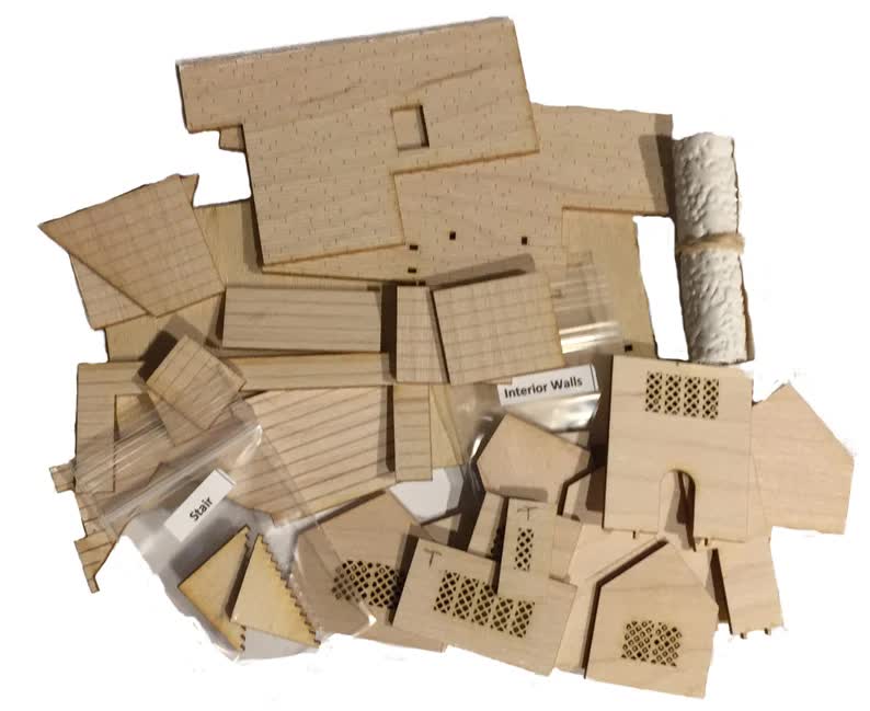 1:144 Scale Dollhouse KIT Tiny Tudor Style 5 Room Home Includes Greenery Foilage - Image 3