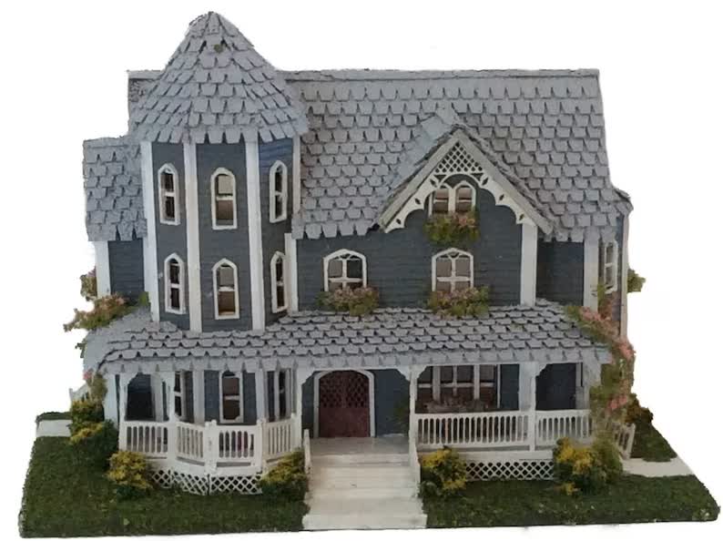 1:144 Scale Dollhouse KIT Tiny Victorian Gothic Mansion 9 Rooms with Greenery - Image 6
