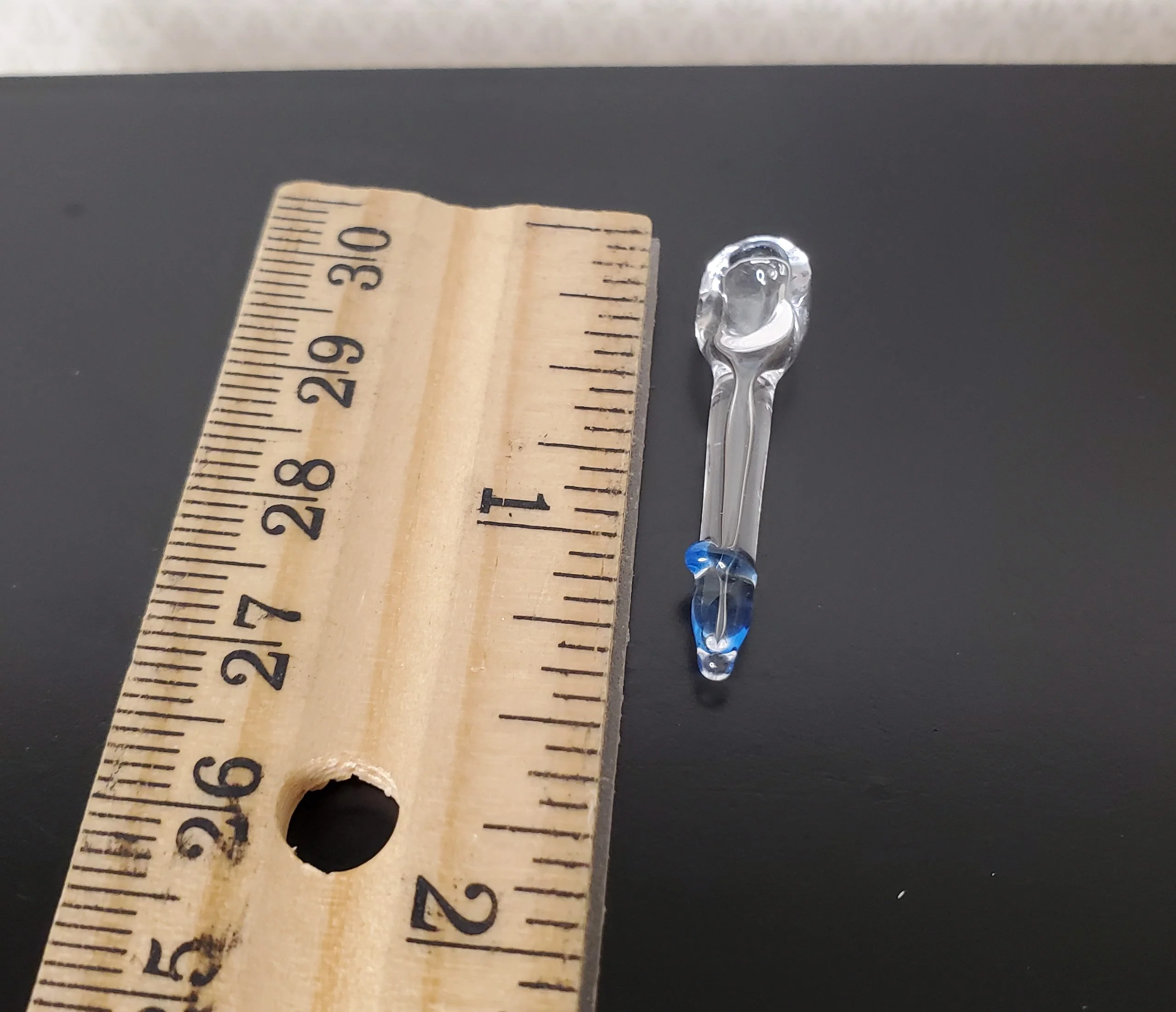 1:6 Scale Clear Glass Spoon with Blue Ring Dollhouse Miniature Fashion Doll Size - Image 4