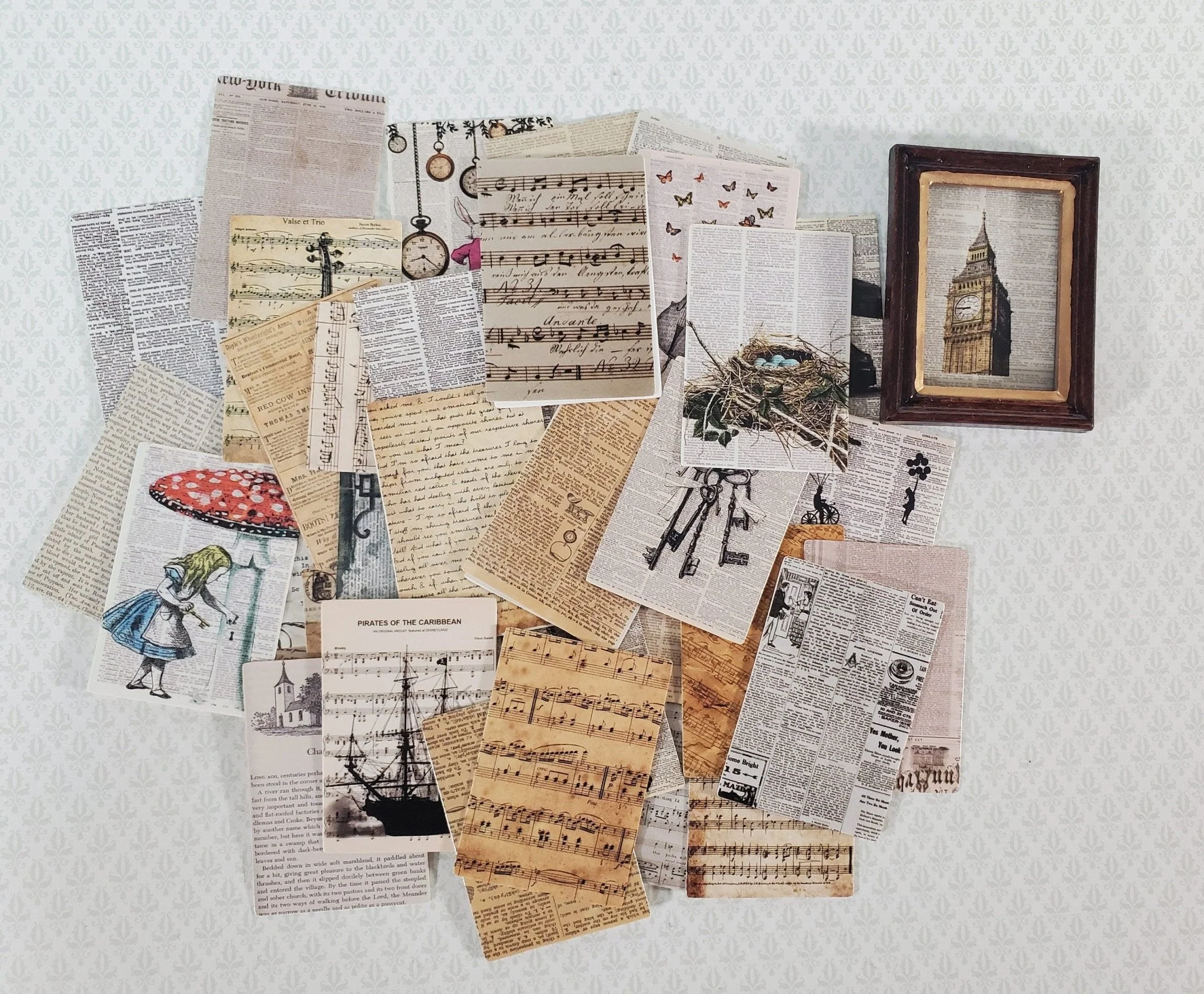 100 Mini Book Pages & Sheet Music Prints on Cardstock Vintage Pictures Scrapbooking Stamping - Image 4