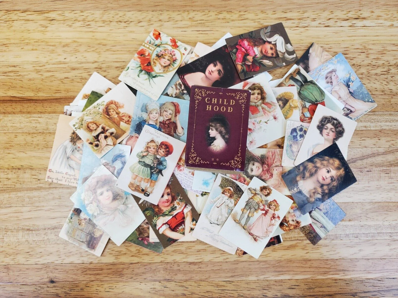 100 Mini Childhood Prints on Cardstock Vintage Pictures Scrapbooking Stamping