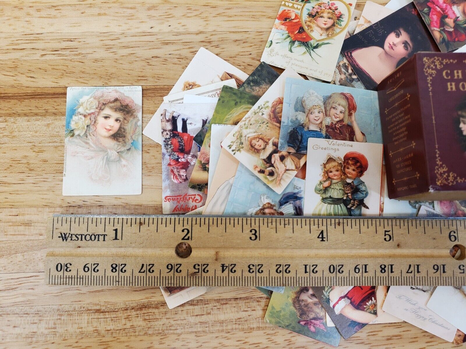 100 Mini Childhood Prints on Cardstock Vintage Pictures Scrapbooking Stamping - Image 3