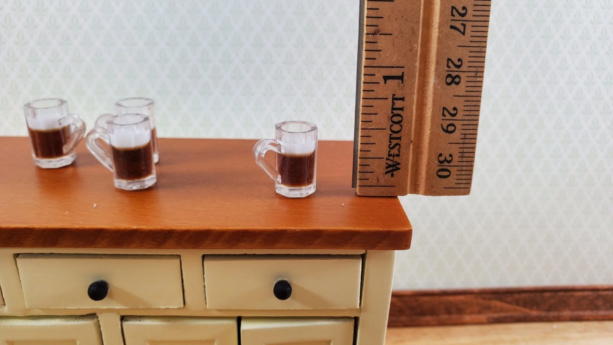 4 Dollhouse Mugs of Root Beer or Dark Beer with Foamy Head 1:12 Scale Miniatures - Image 4