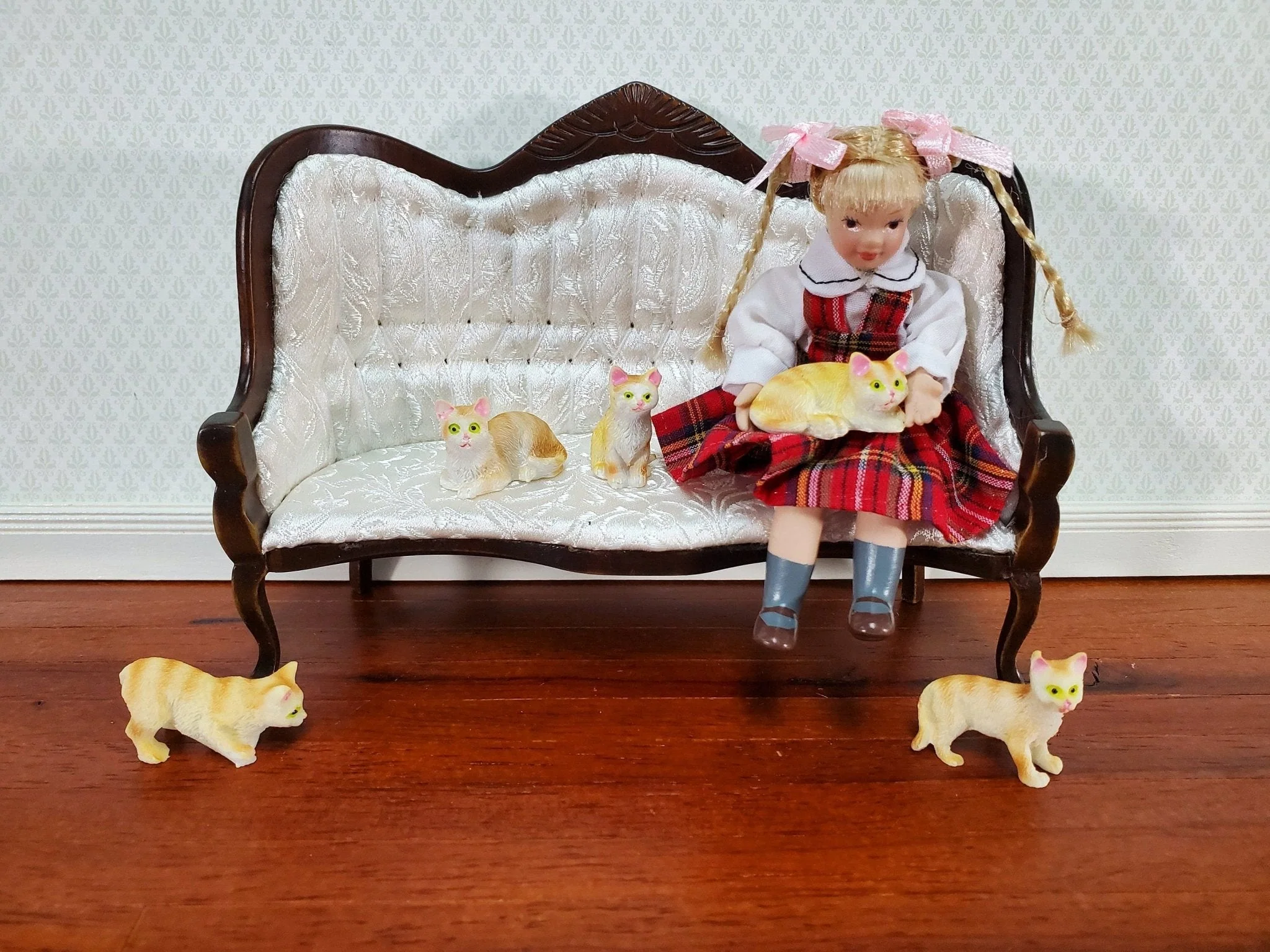 5 Dollhouse Cats Ginger Orange Tabby Tabbies Kittens 1:12 Scale Animals Cats - Image 3