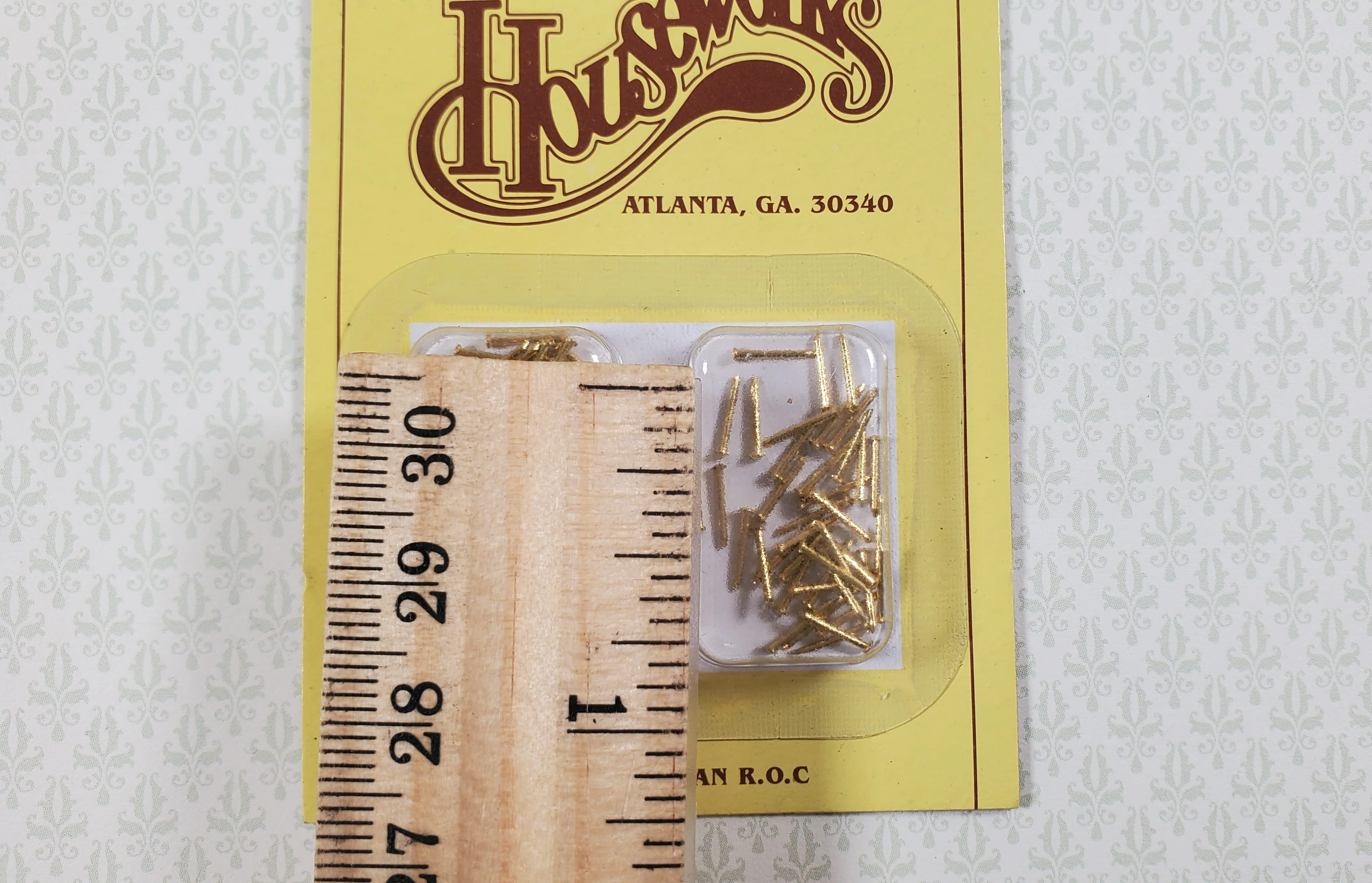 Brass Nails Brads Small Tiny Thin 1/4" x100 for Miniatures Houseworks #1128 - Image 2