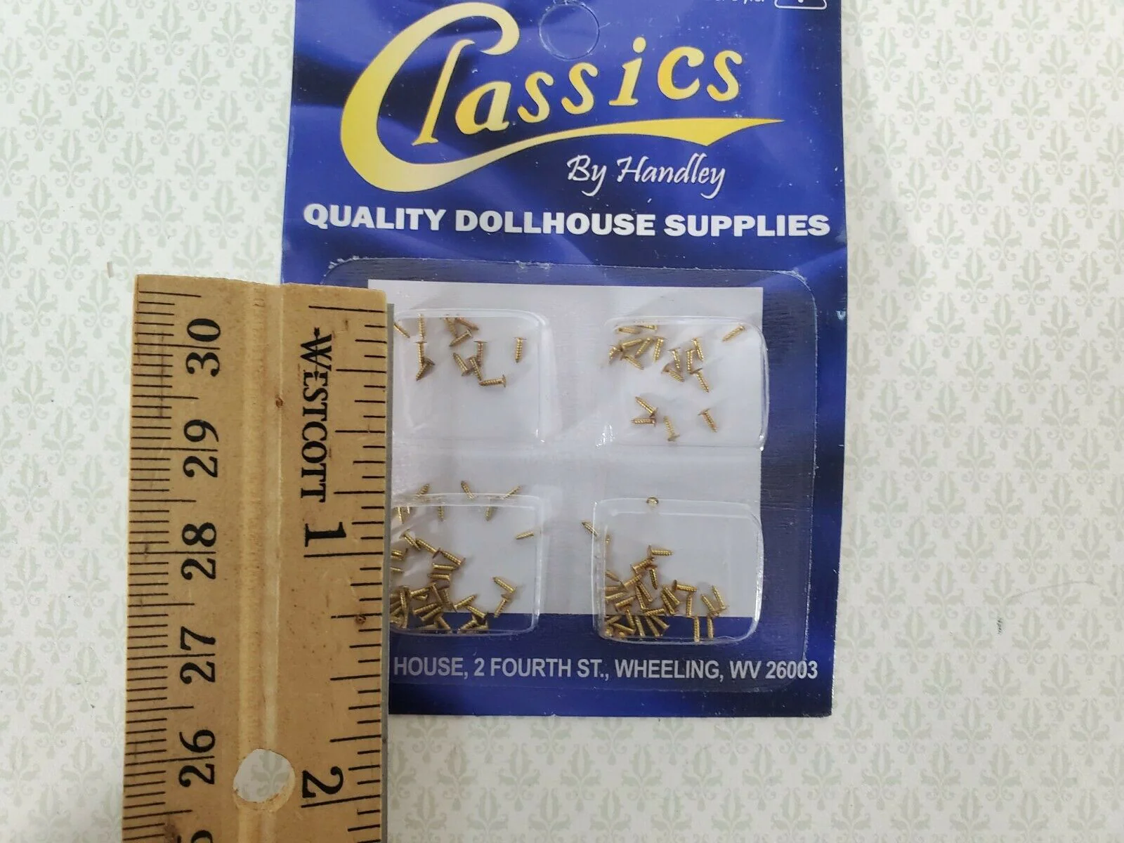 Brass Nails Brads Small Tiny Thin 1/8" Pack of 100 Dollhouse Miniatures Hardware - Image 2