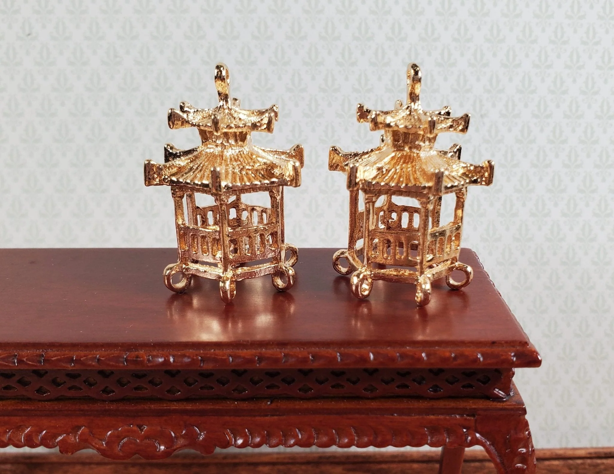 Chinese Lantern Charms Small Gold Decoration 2 pieces Jewelry Making Miniatures
