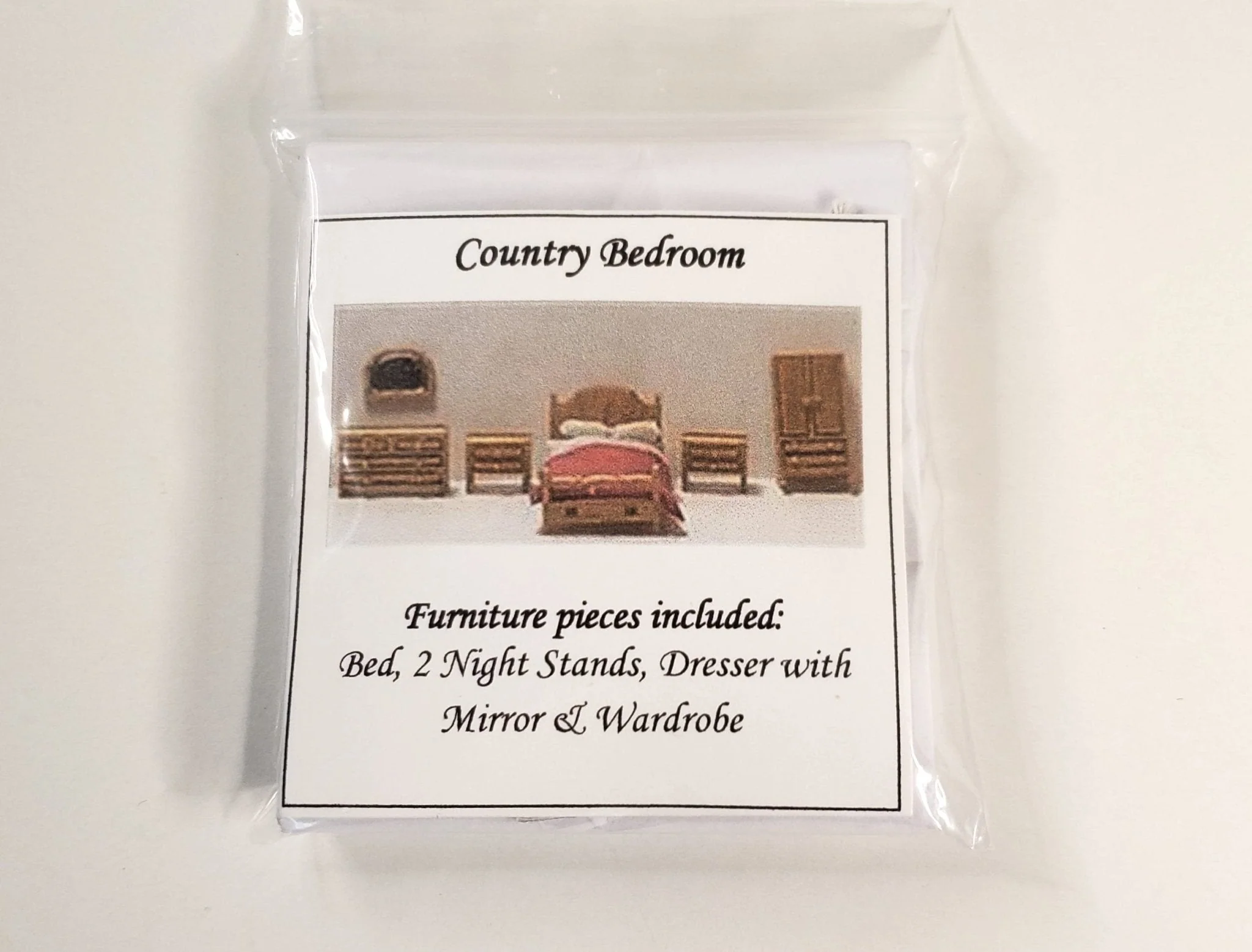 Dollhouse 1:144 Scale Furniture KIT DIY Bedroom Set Country Style Bed Dresser ++ - Image 2