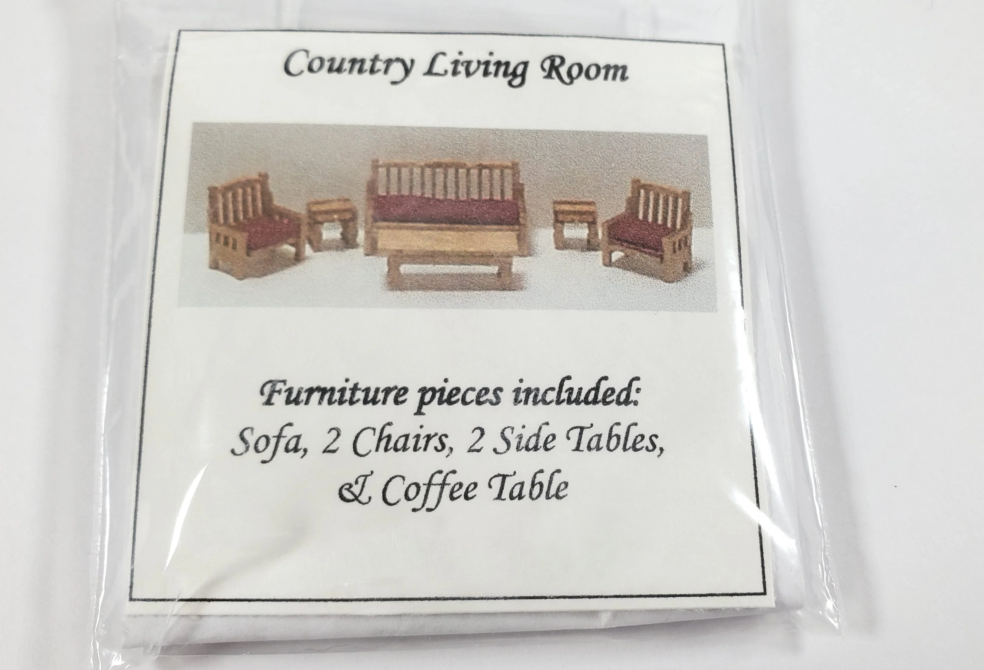 Dollhouse 1:144 Scale Furniture KIT DIY Country Living Room Set Sofa Chairs + - Image 3