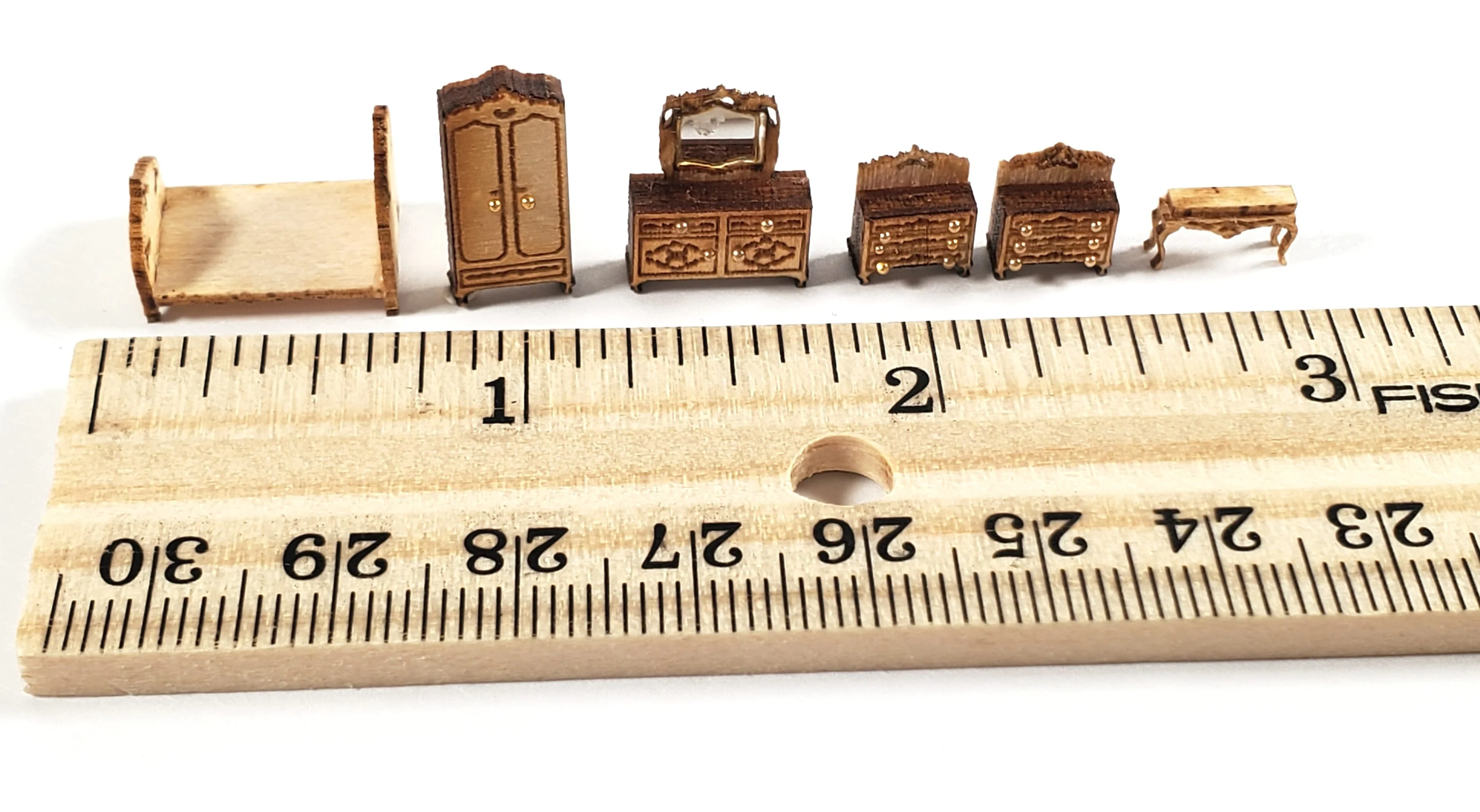 Dollhouse 1:144 Scale Furniture KIT DIY Victorian Bedroom Set Bed Dressers + - Image 5