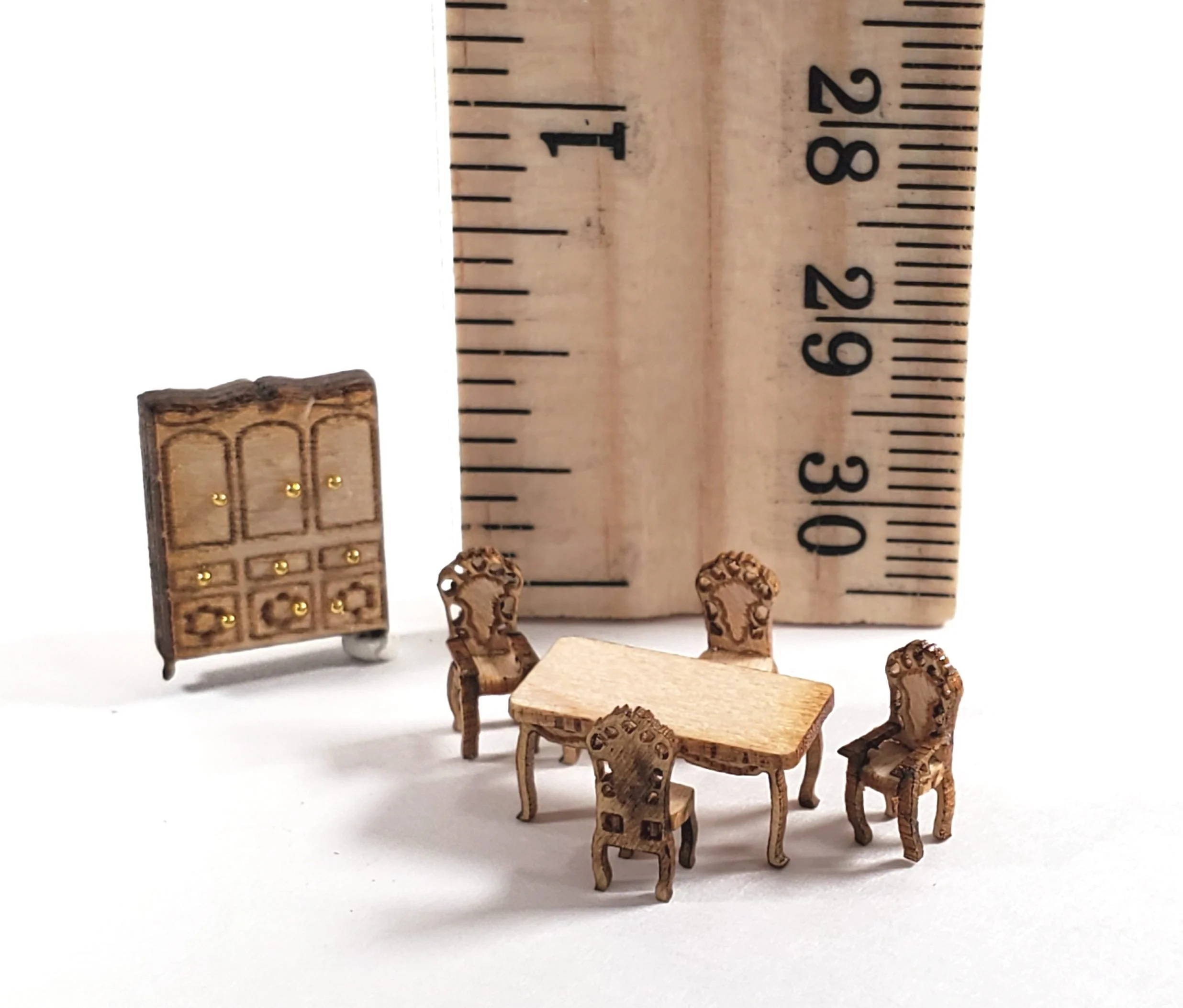 Dollhouse 1:144 Scale Furniture KIT DIY Victorian Dining Room Set Table Chairs + - Image 4