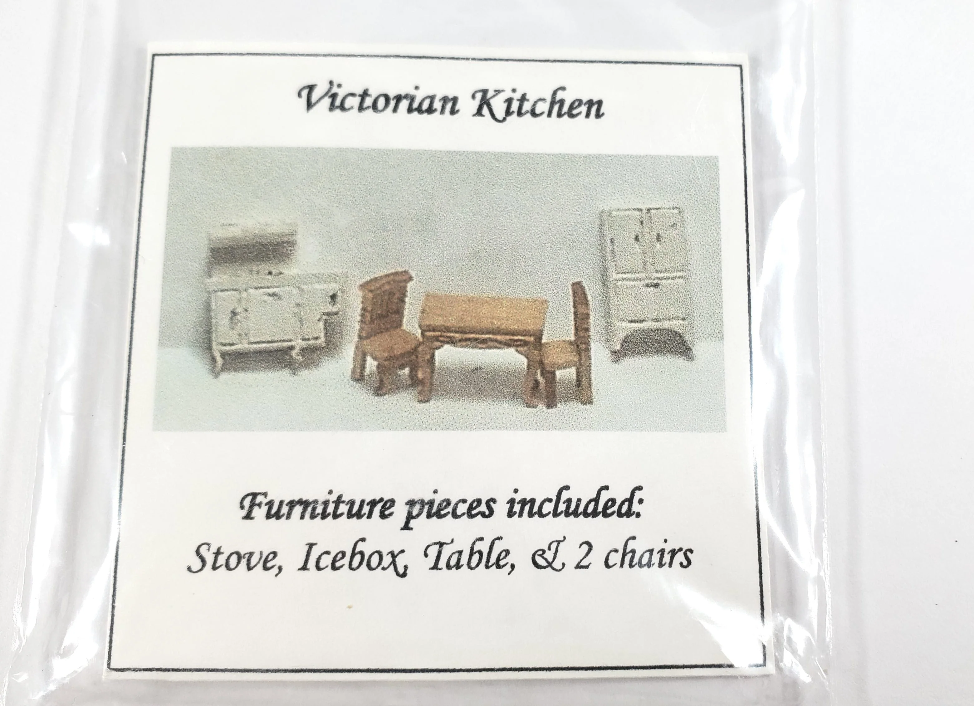 Dollhouse 1:144 Scale Furniture KIT DIY Victorian Kitchen Set Table Chairs Stove - Image 2