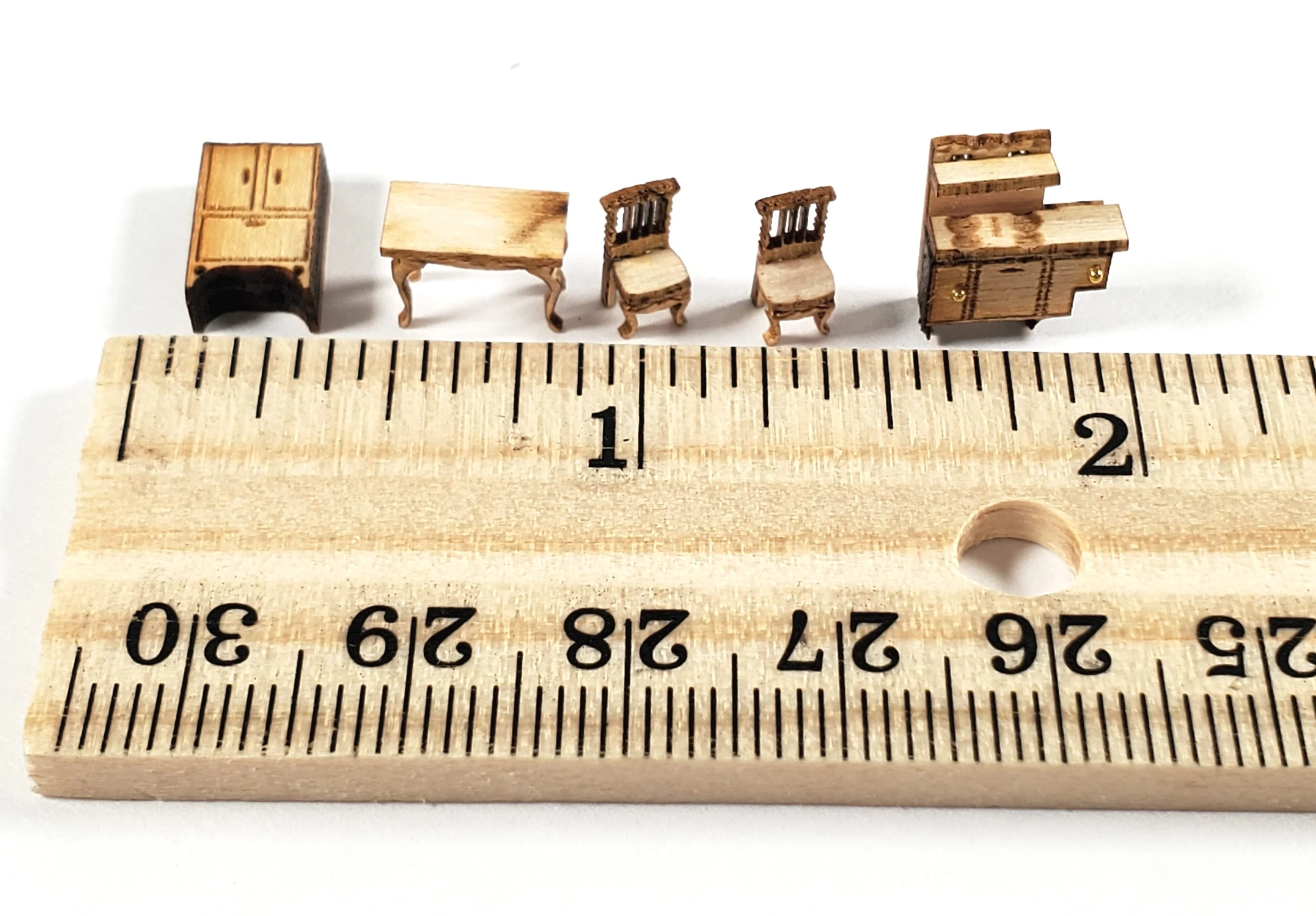 Dollhouse 1:144 Scale Furniture KIT DIY Victorian Kitchen Set Table Chairs Stove - Image 4