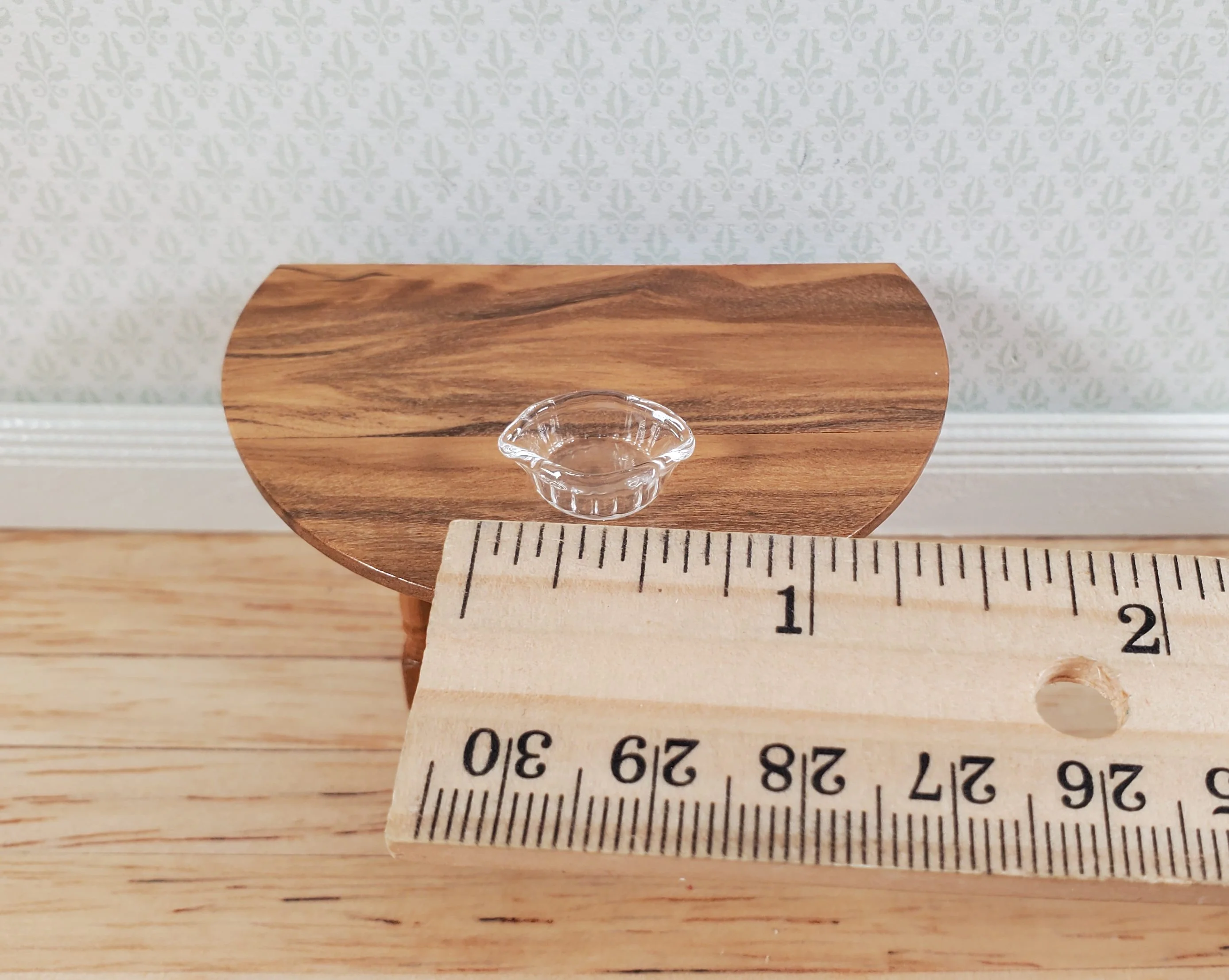 Dollhouse 1:24 Half Scale Serving Dish Crimped Bowl Clear Glass Miniatures - Image 4
