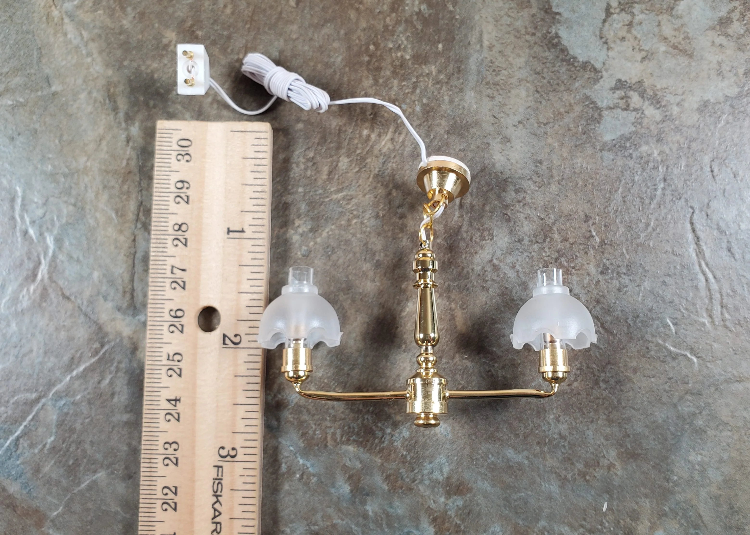 Dollhouse 2 Arm Colonial Chandelier Light 12 Volt with Plug 1:12 Scale Miniature - Image 4