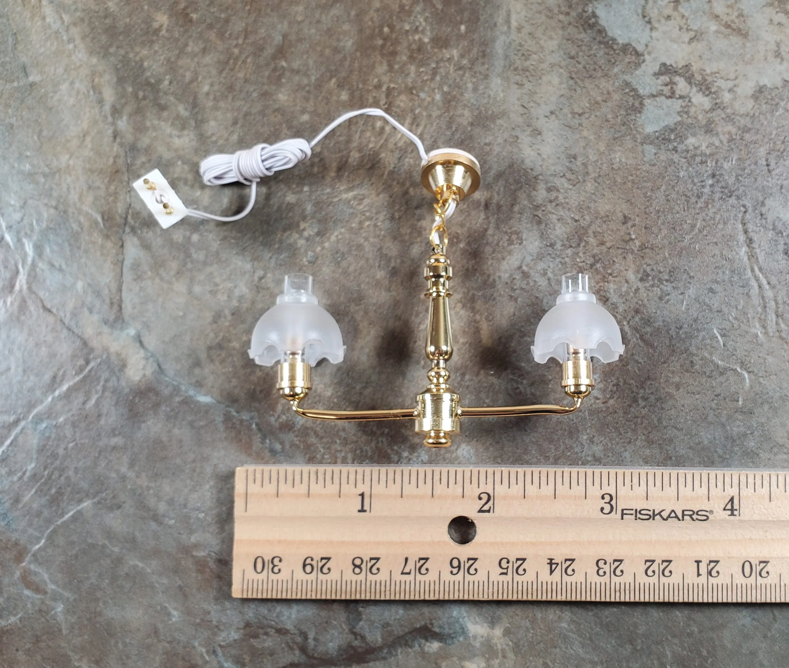 Dollhouse 2 Arm Colonial Chandelier Light 12 Volt with Plug 1:12 Scale Miniature - Image 5