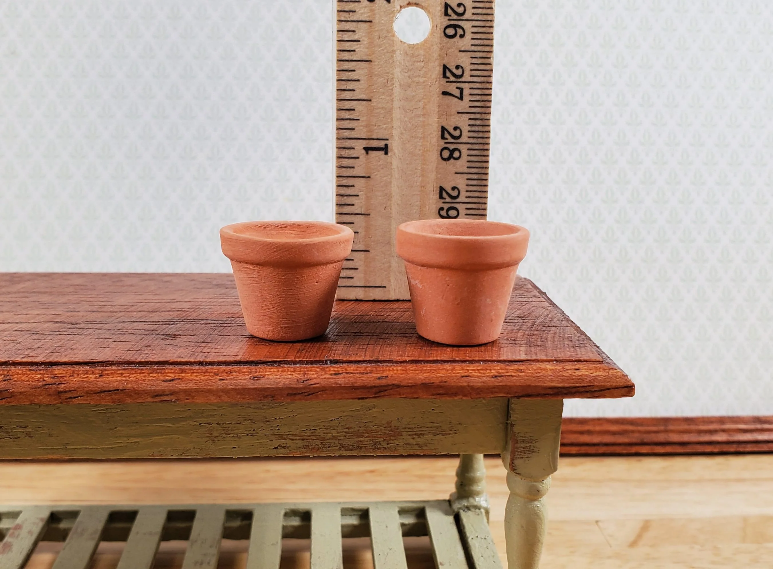 Dollhouse 2 Small Terra Cotta Planters Unglazed Clay Pots - Image 4