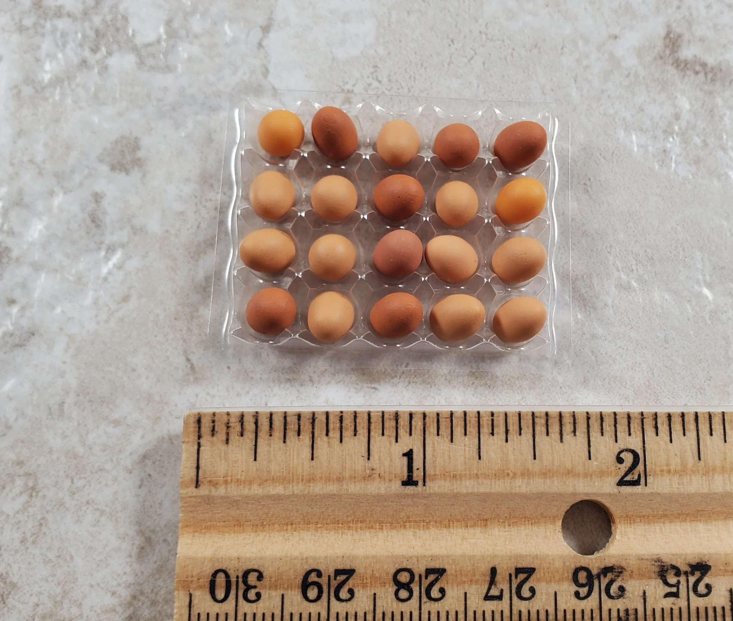 Dollhouse 20 Brown Eggs in a Clear Tray 1:12 Scale Miniature Food - Image 2