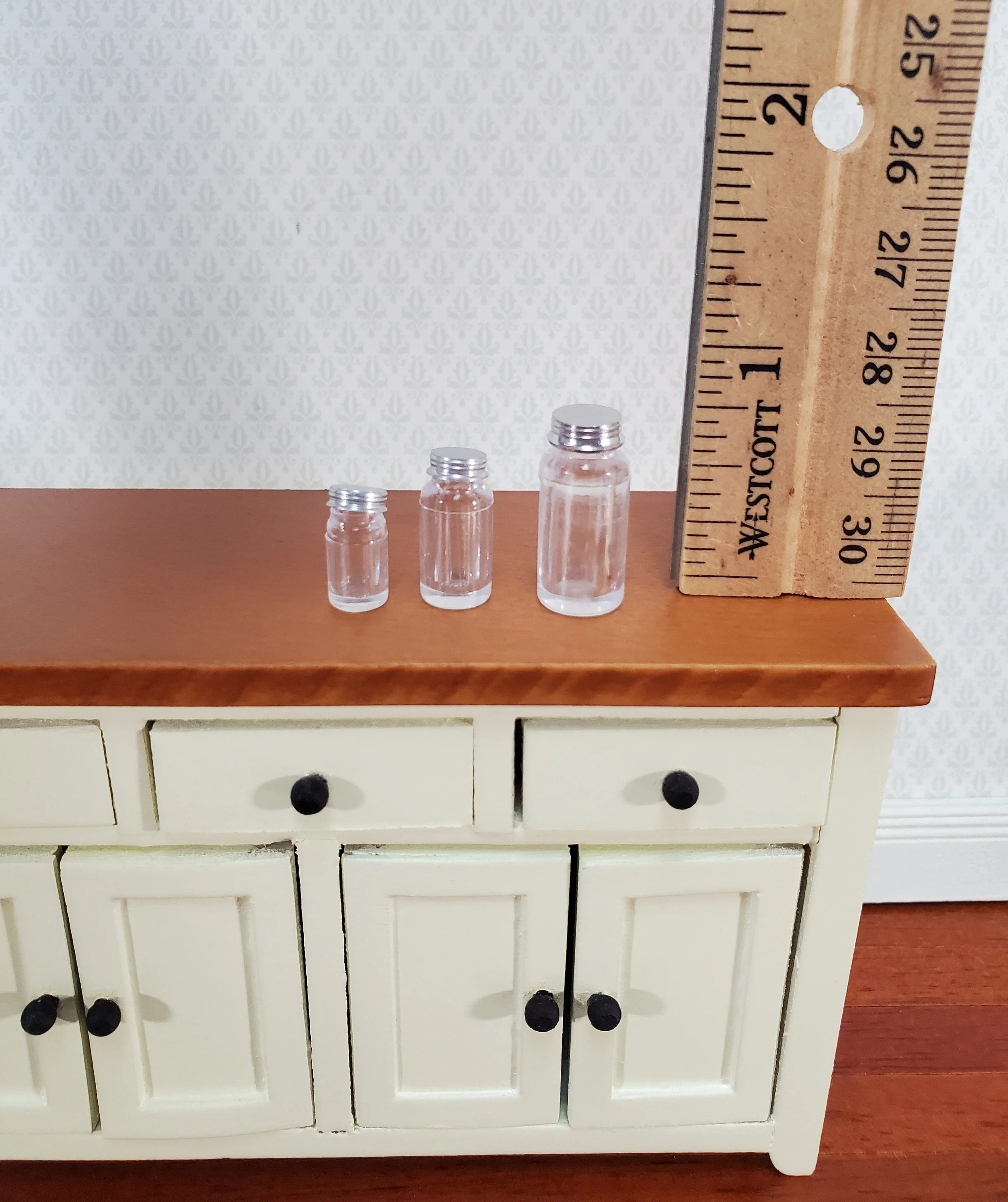 Dollhouse 3 Jars with Lids Large Medium Small for Canning or Potions Apothecary - Image 2