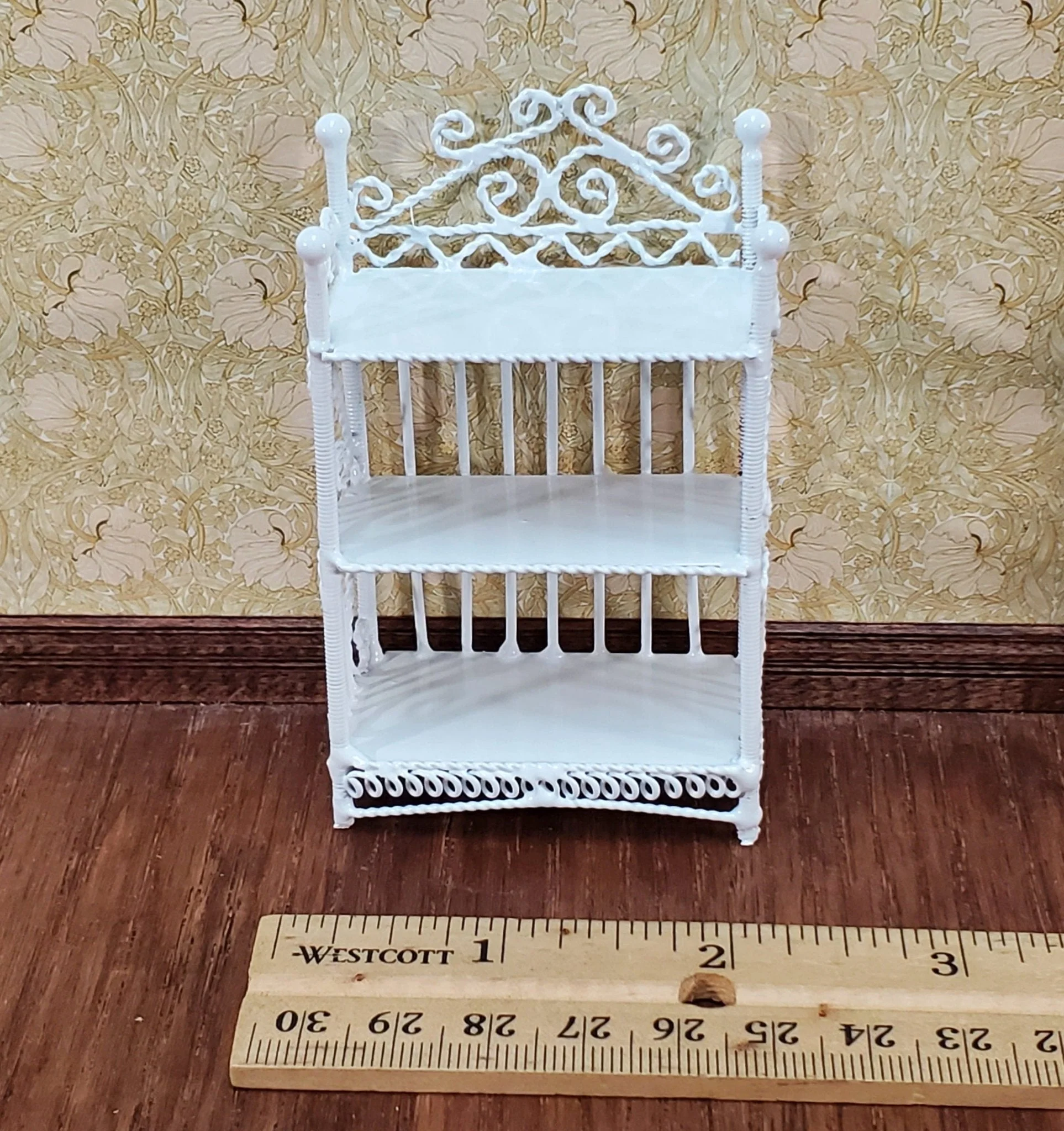 Dollhouse 3 Shelf Bookcase or Plant Shelf White Metal 1:12 Scale Miniature or Fairy Garden - Image 4