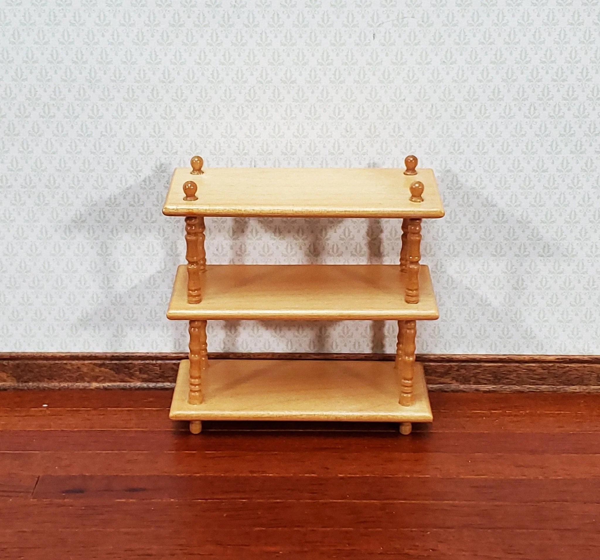 Dollhouse 3 Shelf Plant Stand or Bookcase Bookshelf 1:12 Scale Furniture Light Oak