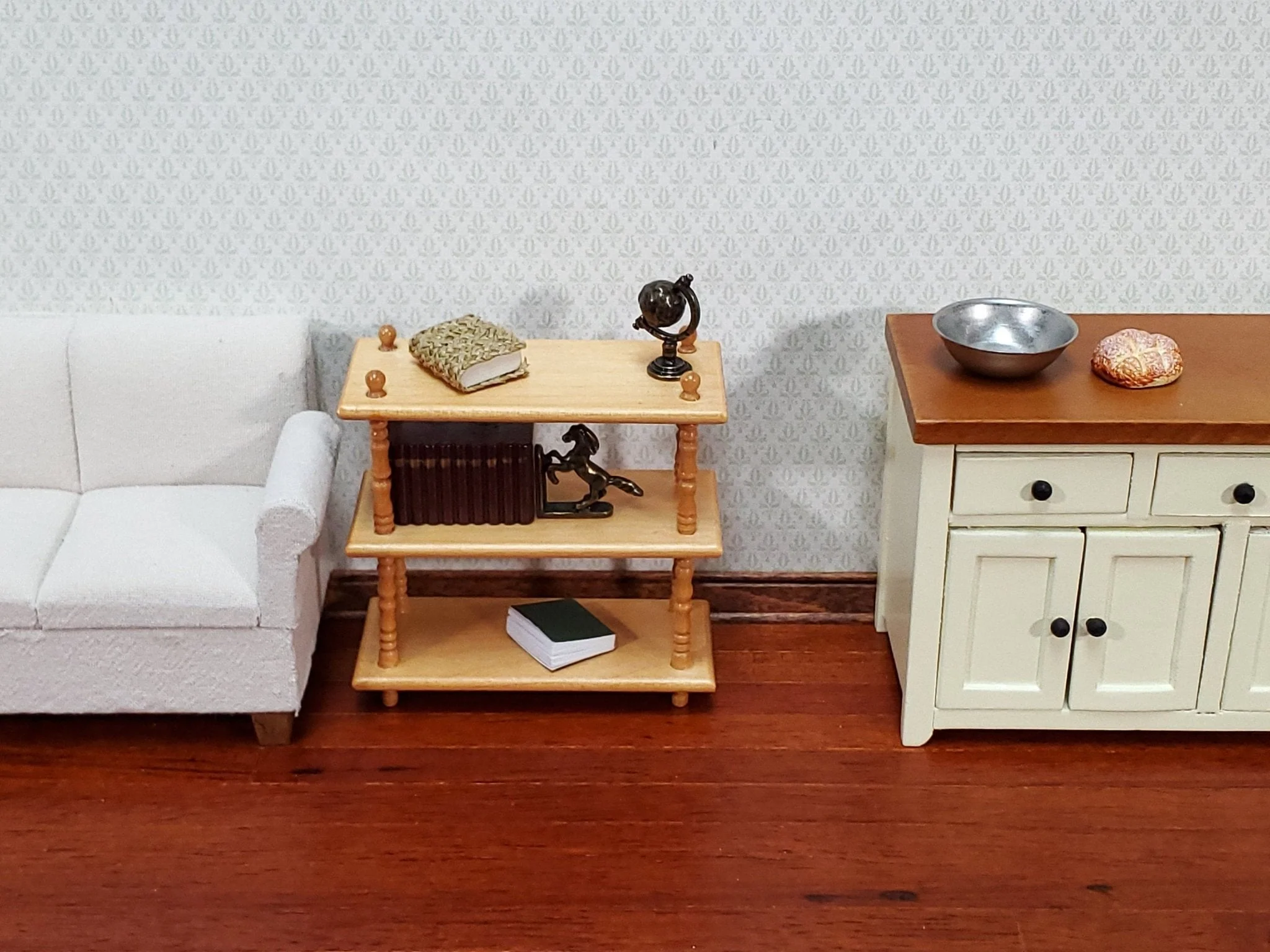 Dollhouse 3 Shelf Plant Stand or Bookcase Bookshelf 1:12 Scale Furniture Light Oak - Image 2