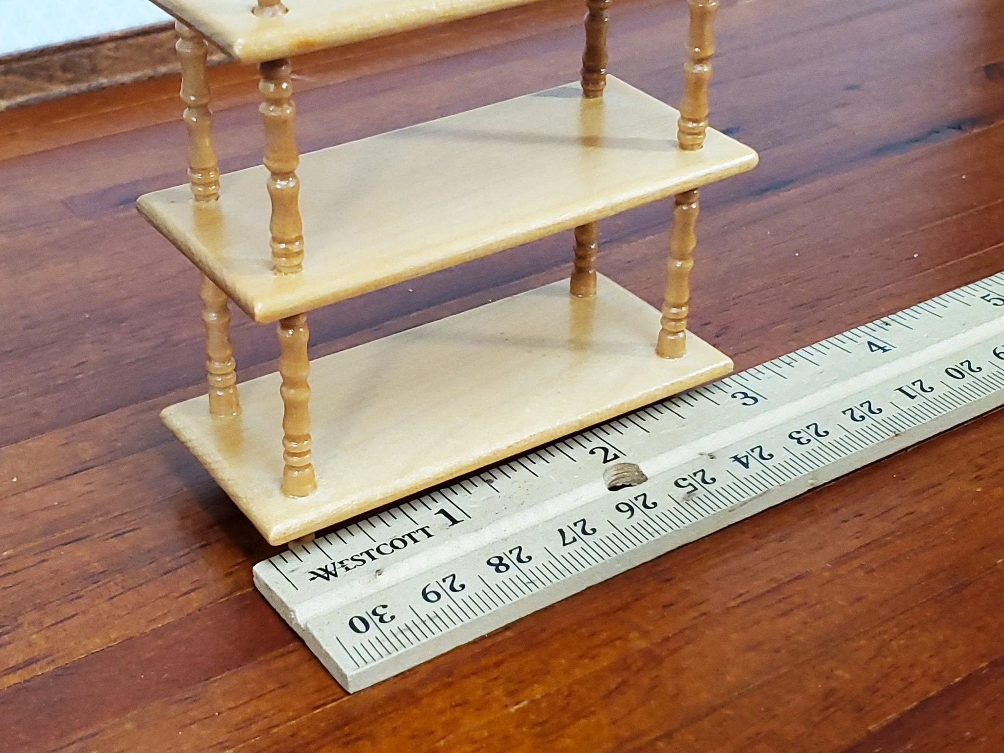 Dollhouse 3 Shelf Plant Stand or Bookcase Bookshelf 1:12 Scale Furniture Light Oak - Image 5