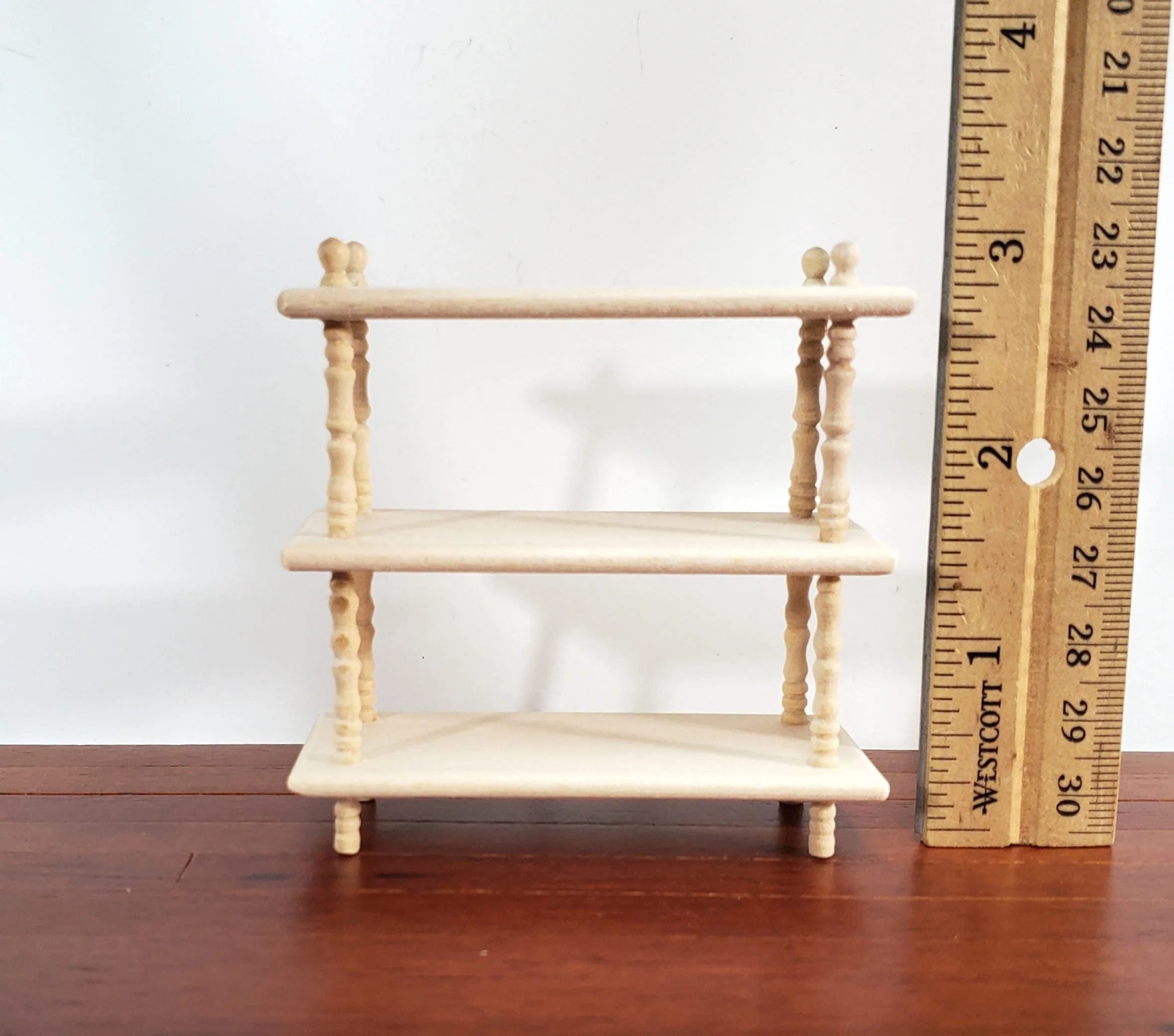 Dollhouse Bookshelf 3 Shelf Plant Stand or Bookcase 1:12 Scale Furniture Unfinished Unpainted - Image 3