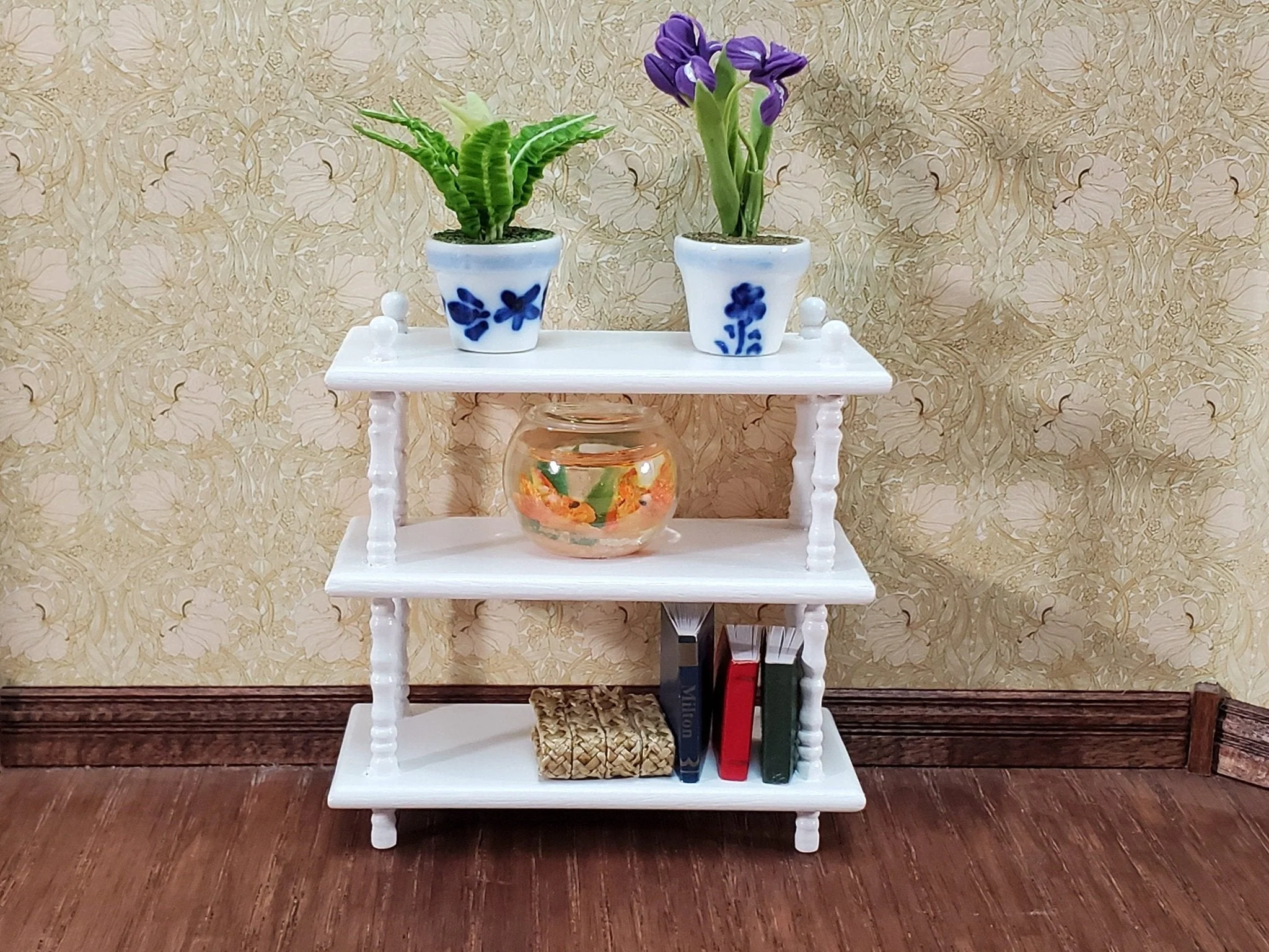 Dollhouse 3 Shelf Plant Stand or Bookcase Bookshelf 1:12 Scale Furniture White - Image 3