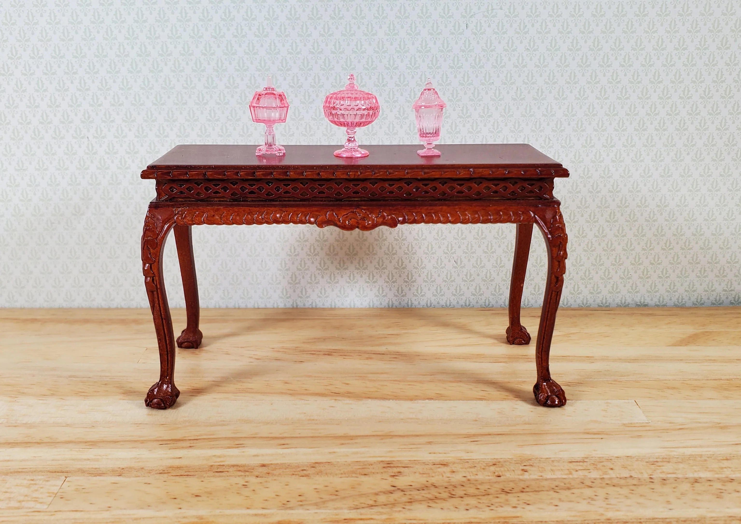 Dollhouse 3 Tiny Pink Candy Dishes with Lids 1:12 Scale by Chrysnbon Miniatures - Image 2