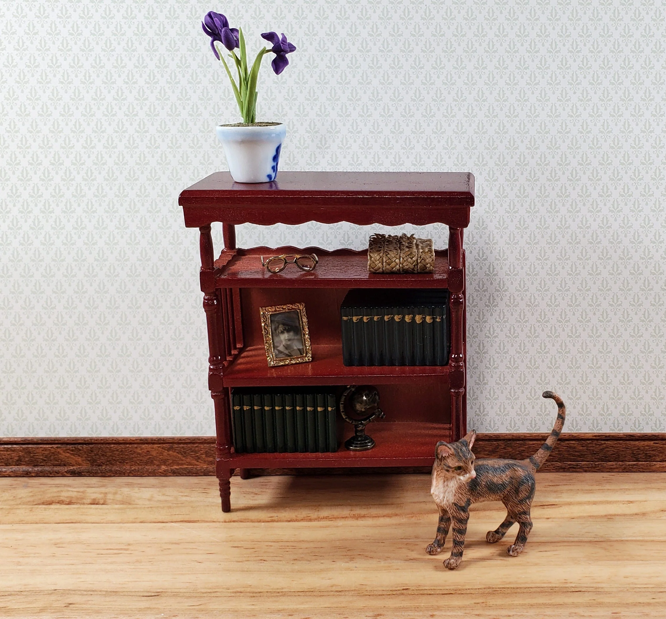 Dollhouse Bookshelf 4 Shelf Bookcase Bookshelf Shelves 1:12 Scale Miniature Furniture - Image 3