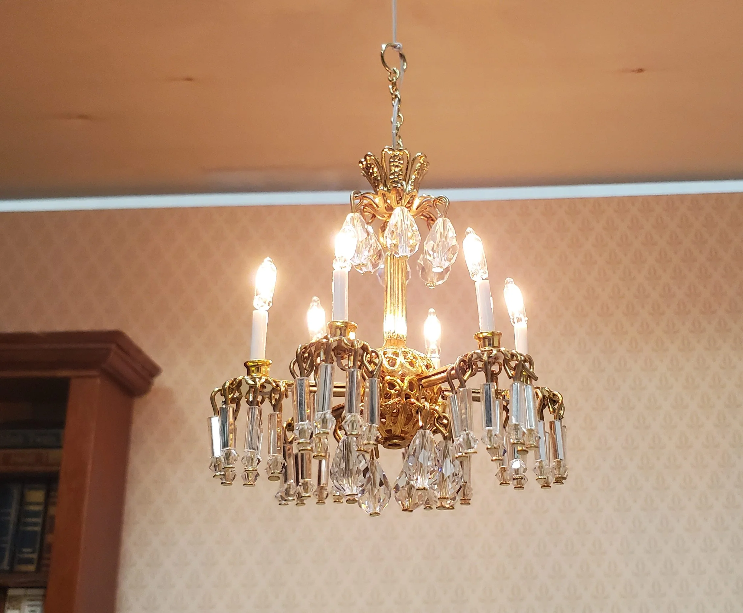 Dollhouse 6 Arm Crystal Chandelier "Sophia" Handmade 12 Volt 1:12 Scale - Image 4