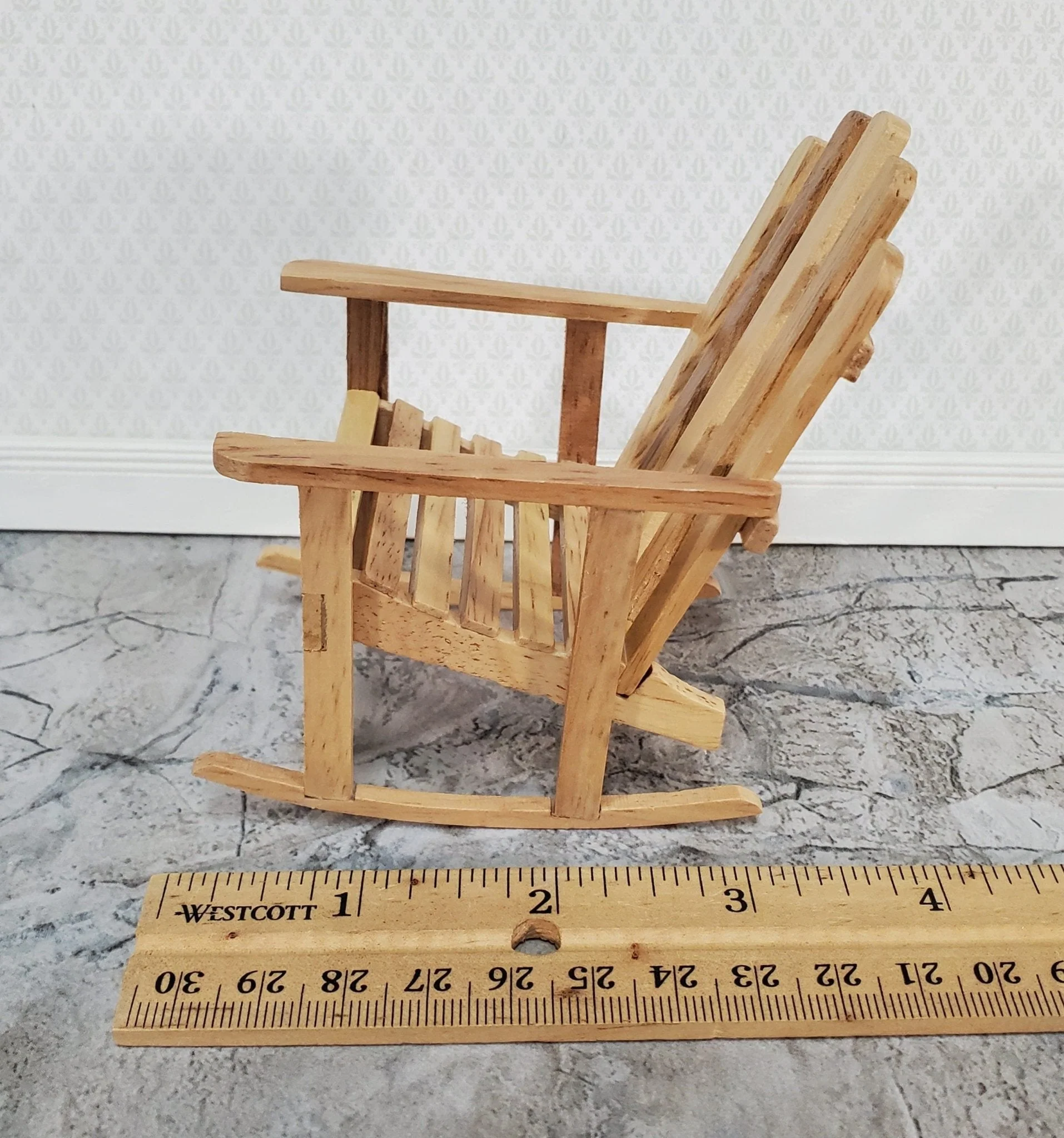 Dollhouse Adirondack Rocking Chair Rocker Light Oak 1:12 Scale Miniature - Image 5