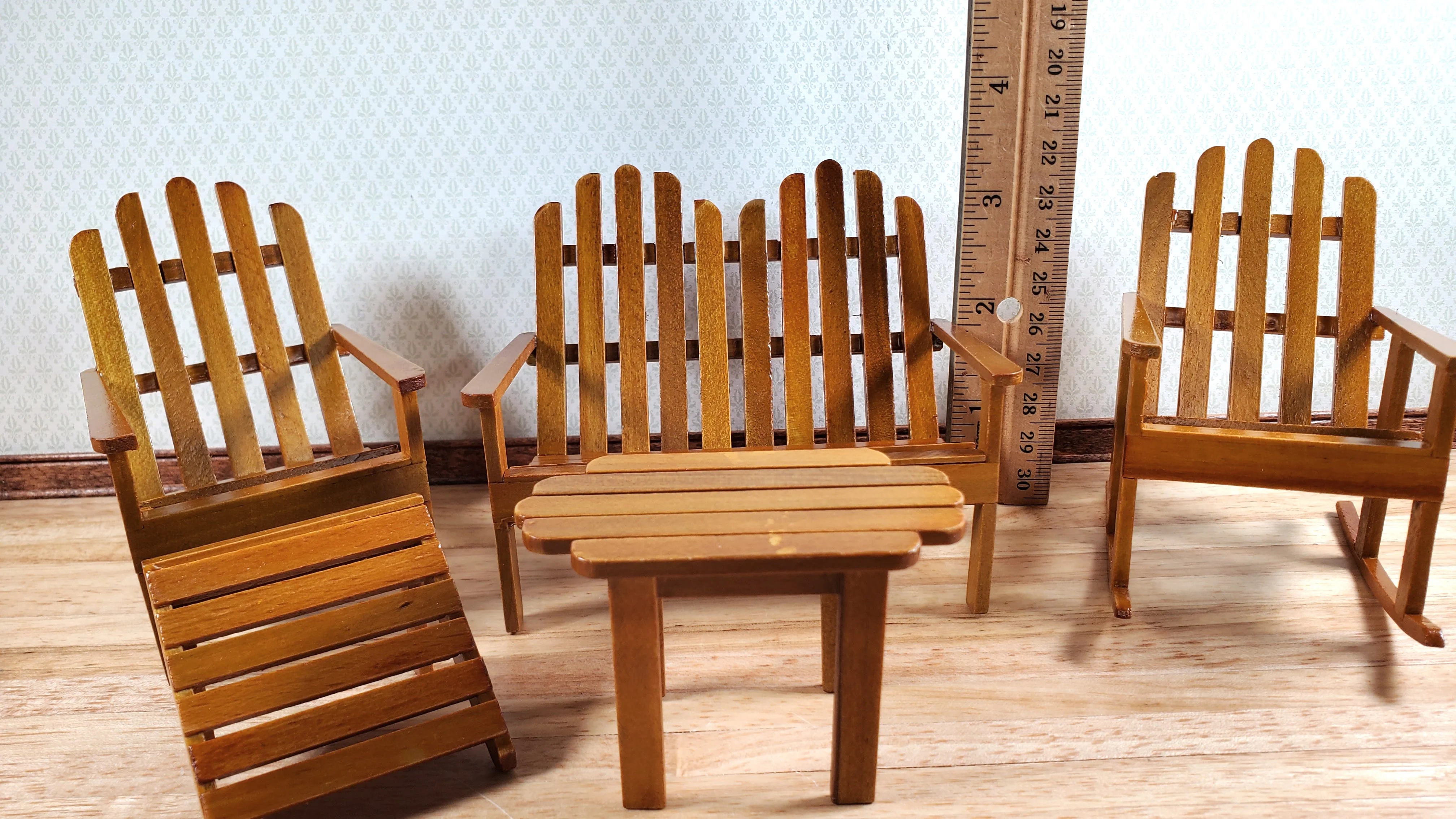 Dollhouse Adirondack Set Chair Rocker Table ++ 1:12 Scale Miniature Furniture - Image 5