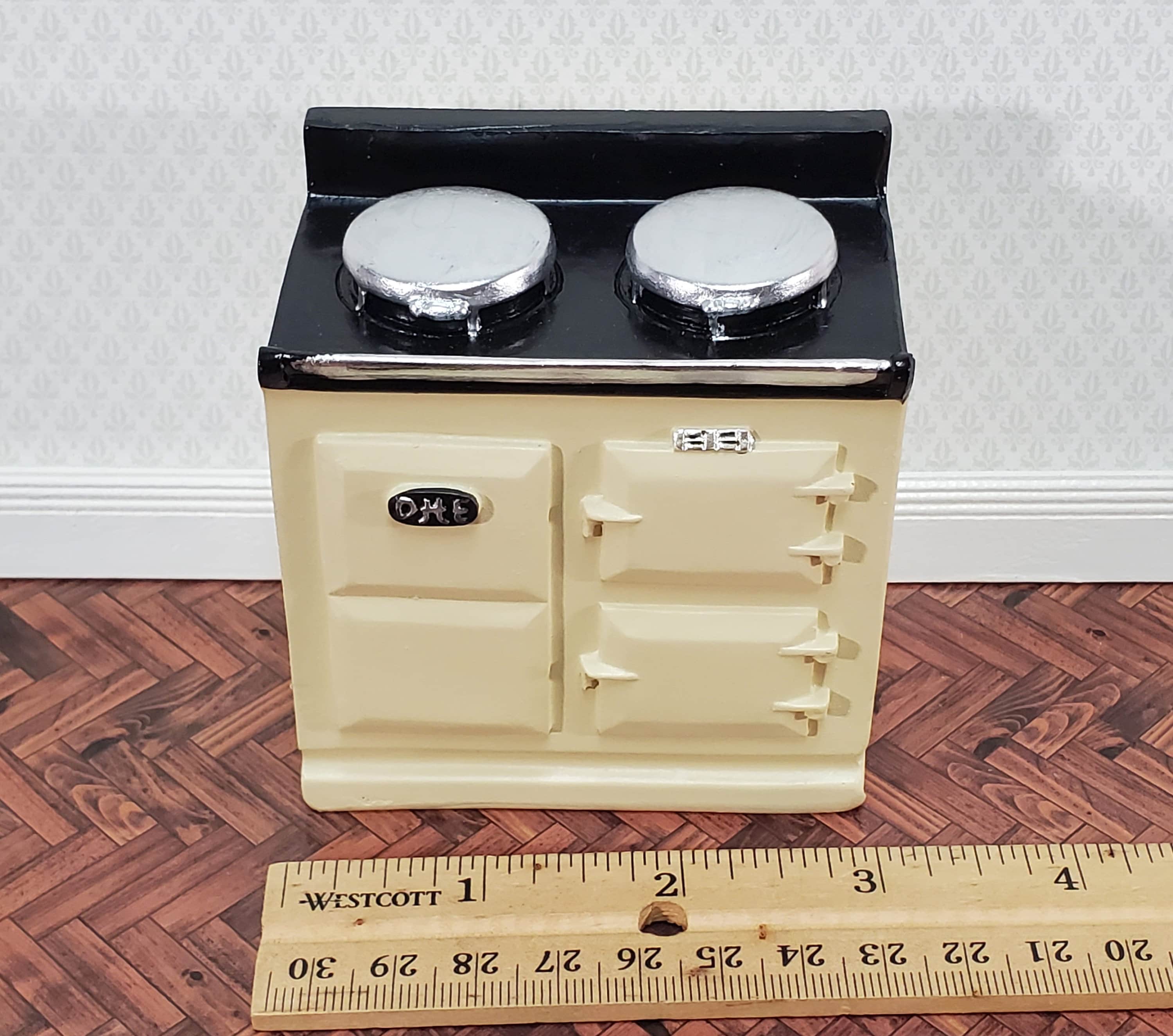 Dollhouse AGA Style Cooker Stove Oven Cream 1:12 Scale Miniature Kitchen - Image 4