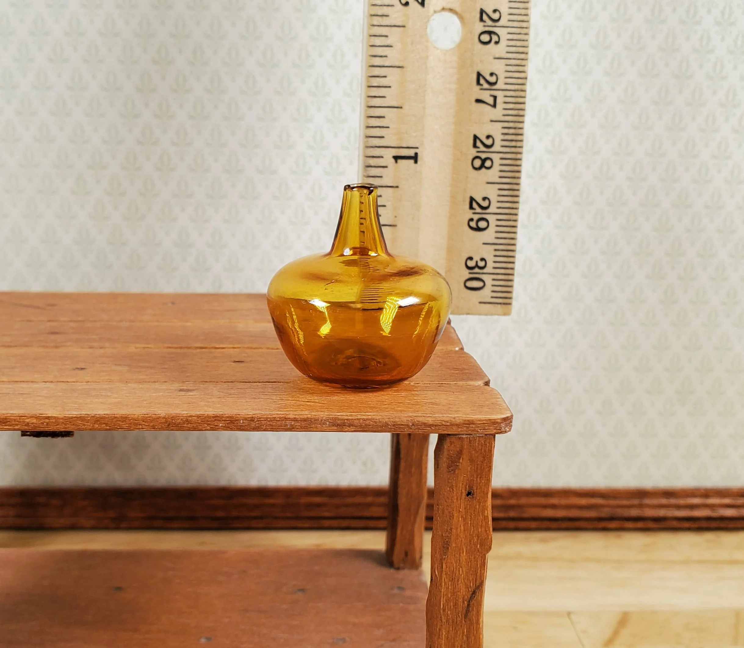 Dollhouse Antique Glass Amber Demijohn 1:12 Scale Miniature - Image 3
