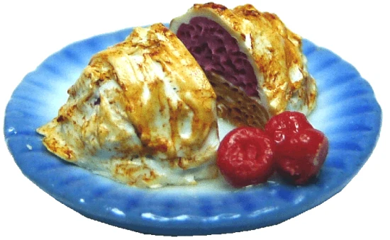 Dollhouse Baked Alaska Dessert on a Blue Plate Miniature Food Dessert