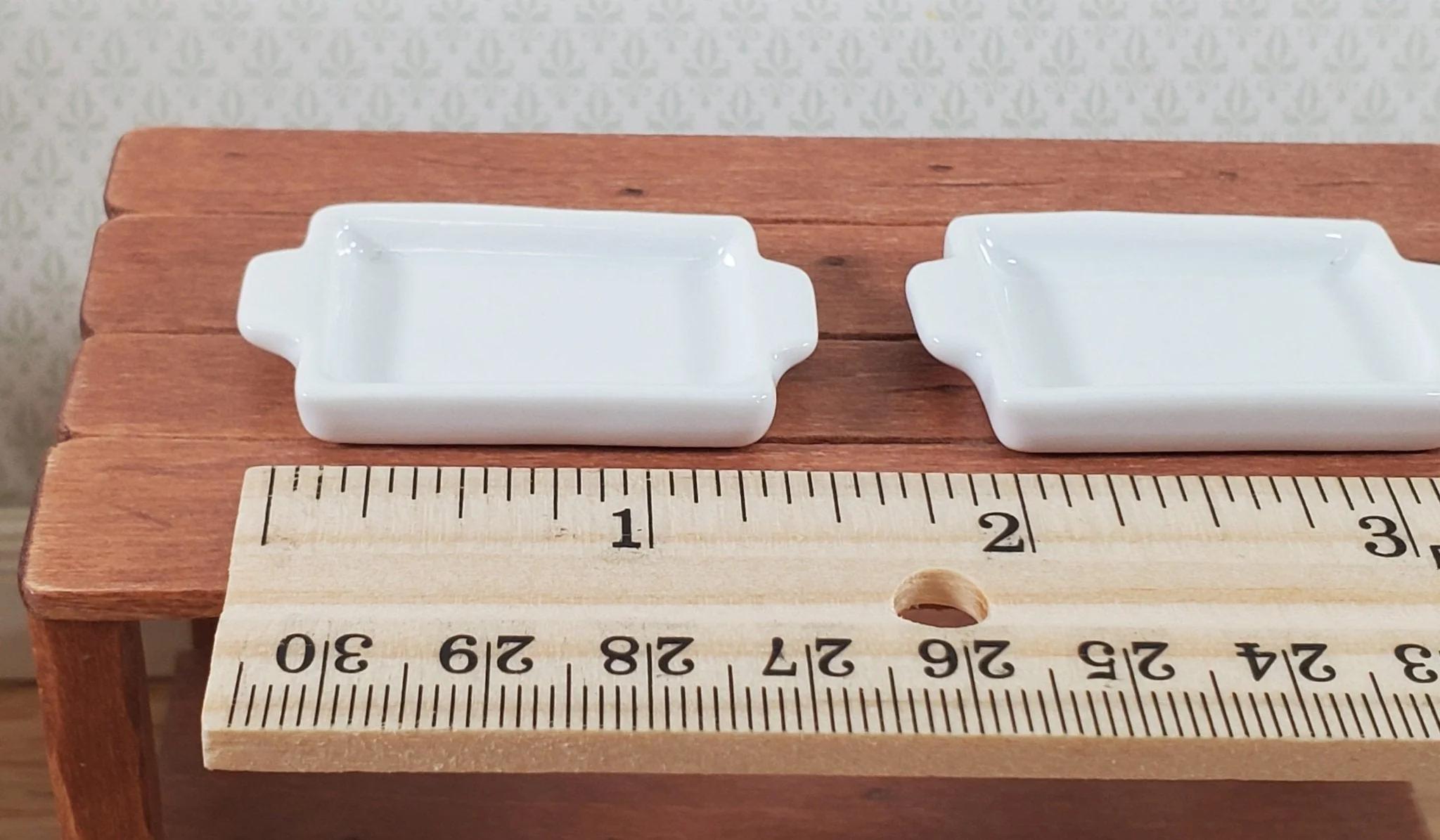 Dollhouse Baking Tray Cookie Sheet White Ceramic x2 1:12 Scale Miniature Dishes - Image 4