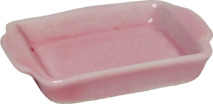Dollhouse Baking Tray or Pan Ceramic Pink 1:12 Scale Miniature Dishes