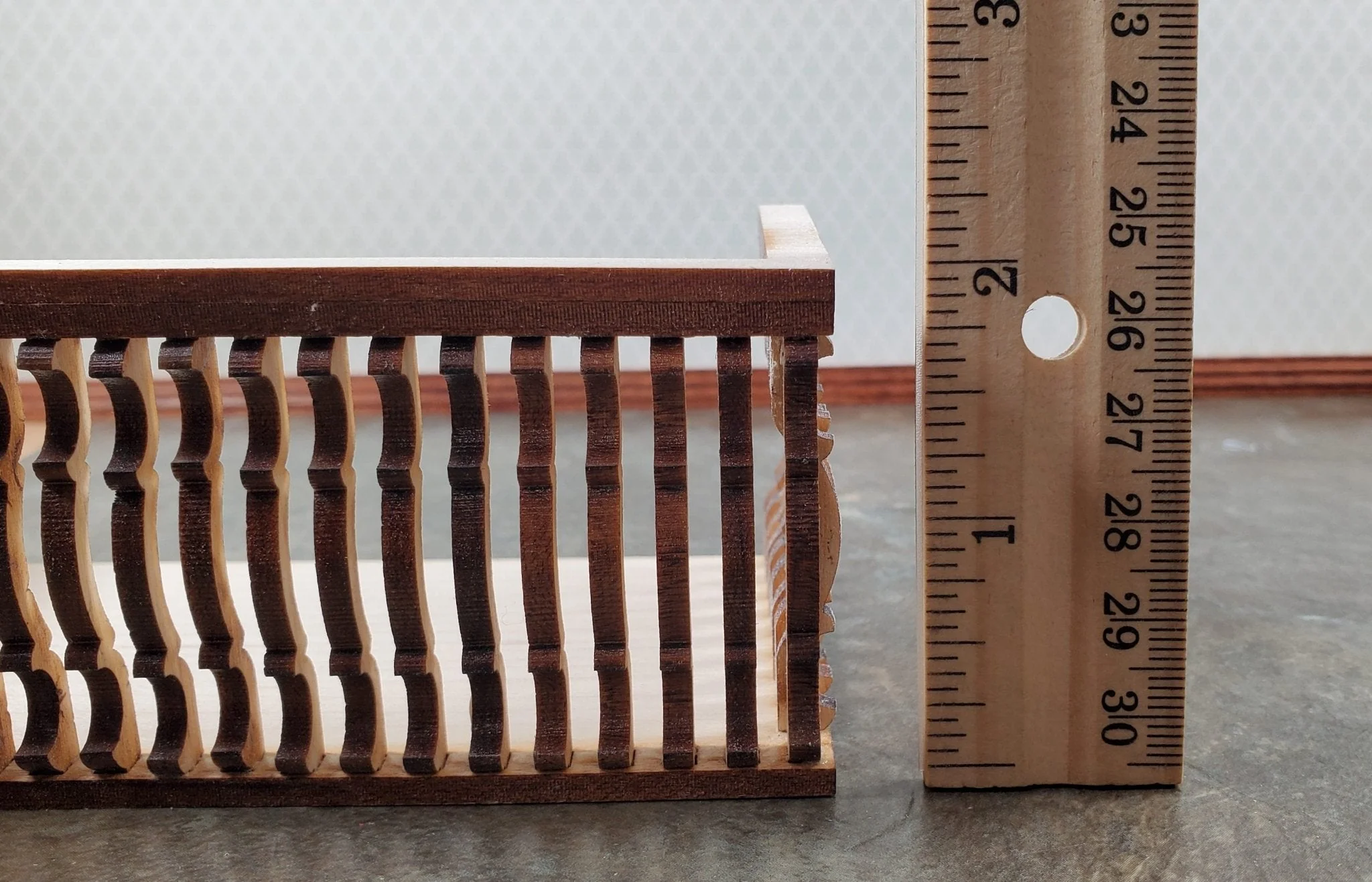 Dollhouse Balcony Square Double Unpainted Wood 5 1/2" Long 1:12 Scale Dollhouses and Miniatures - Image 7