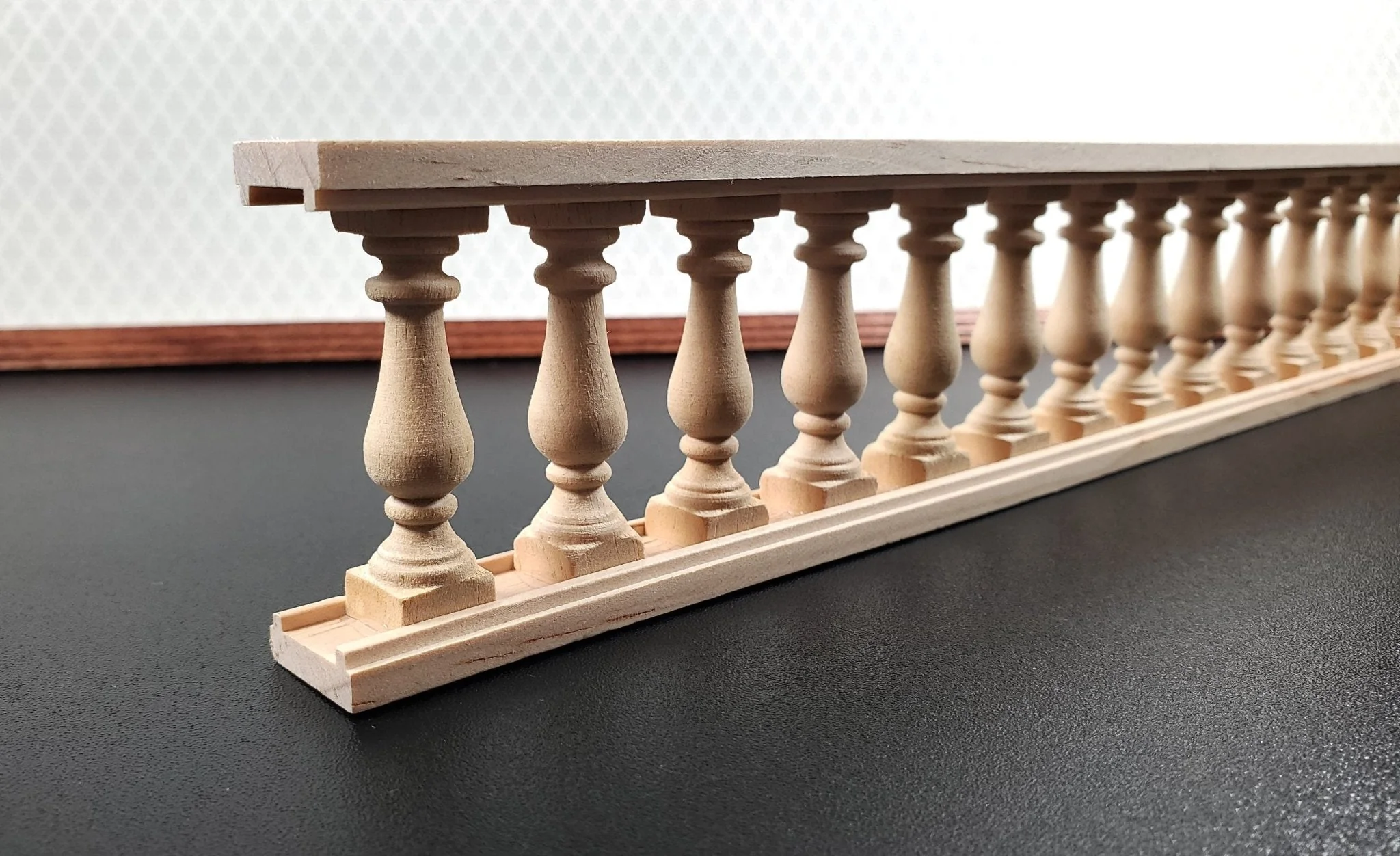 Dollhouse Balustrade Porch Balcony Railing 1 Piece 13 3/8" x 2" 1:12 Scale Miniature - Image 2