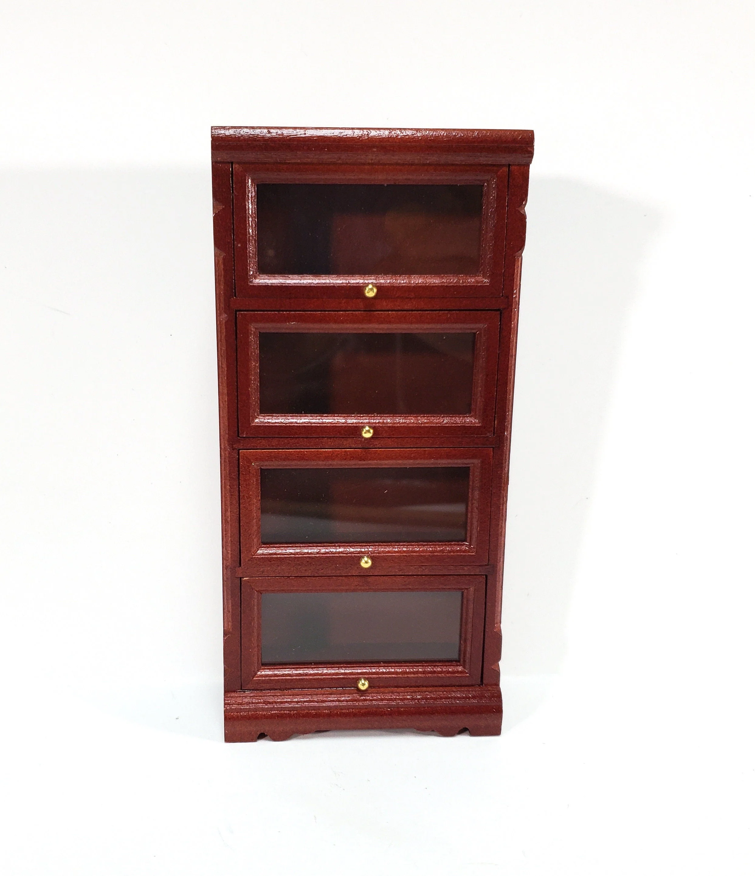 Dollhouse Bookshelf Barrister Bookcase Tall Lawyers 1:12 Scale Furniture Mahogany Finish - Image 2