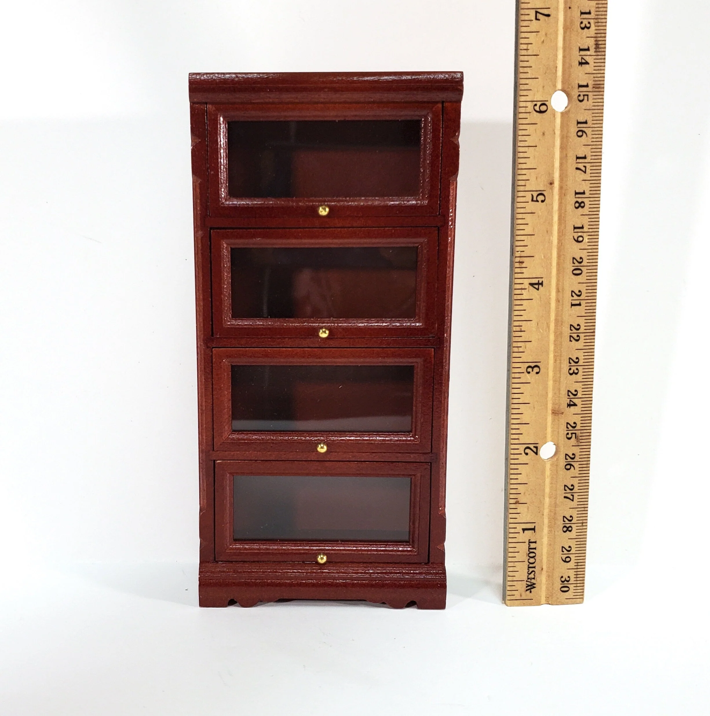 Dollhouse Bookshelf Barrister Bookcase Tall Lawyers 1:12 Scale Furniture Mahogany Finish - Image 4