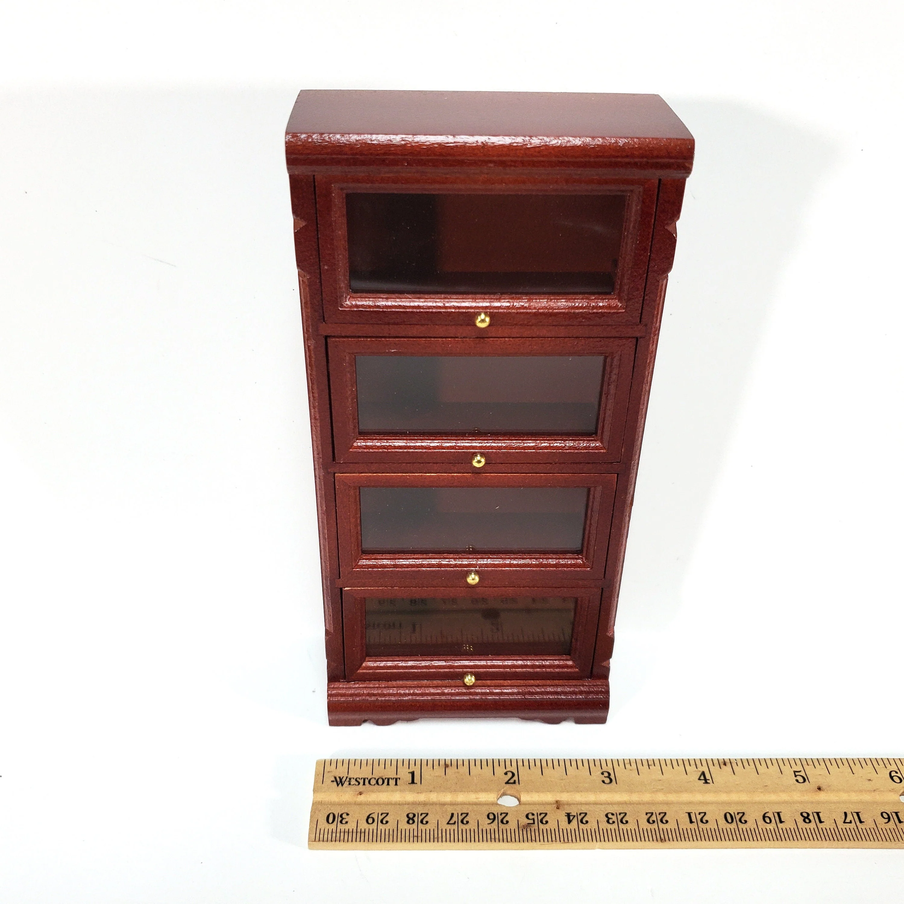 Dollhouse Bookshelf Barrister Bookcase Tall Lawyers 1:12 Scale Furniture Mahogany Finish - Image 5