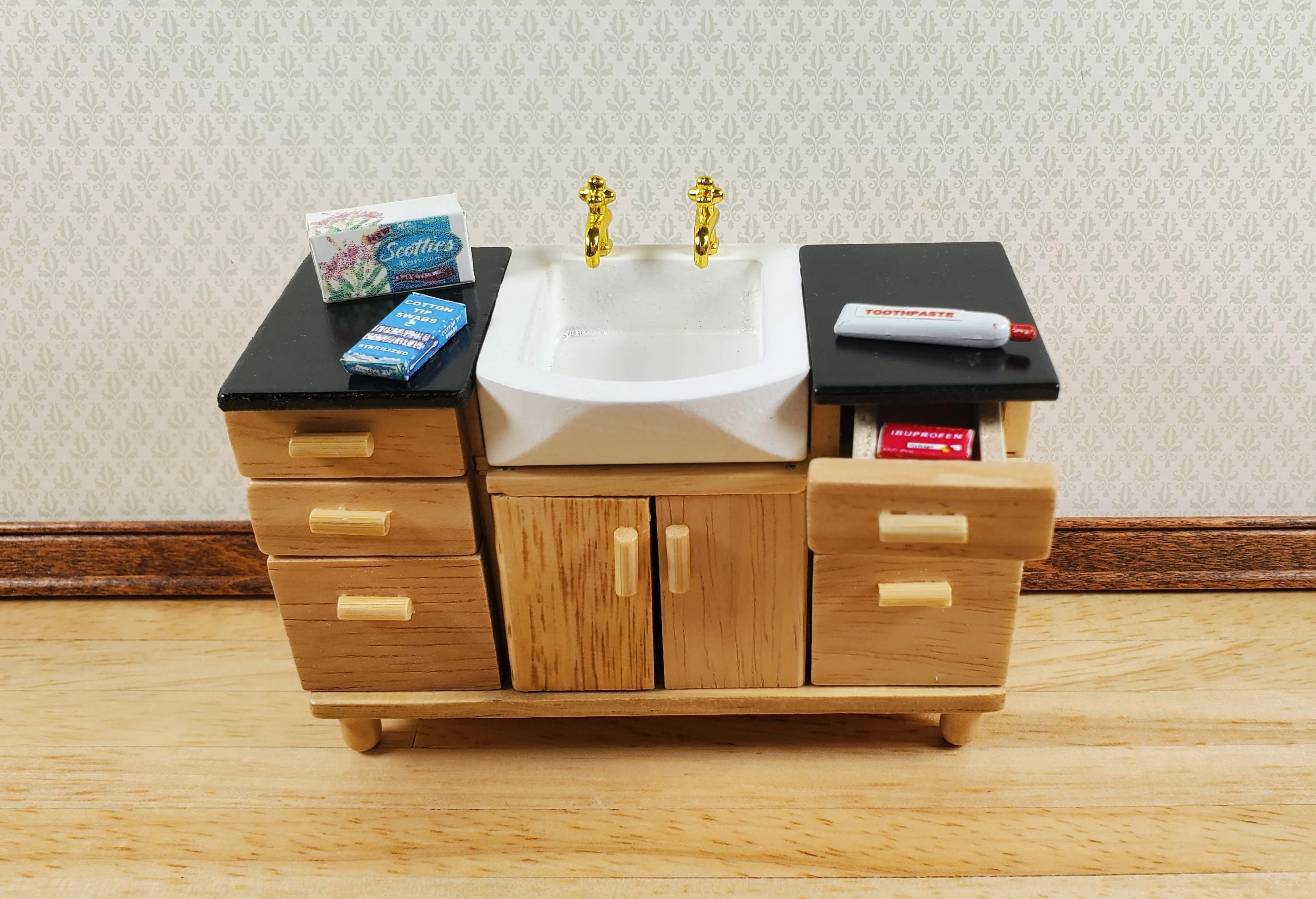 Dollhouse Bathroom Accessories Tissue Toothpaste Ibuprofen 1:12 Scale Medicine - Image 2