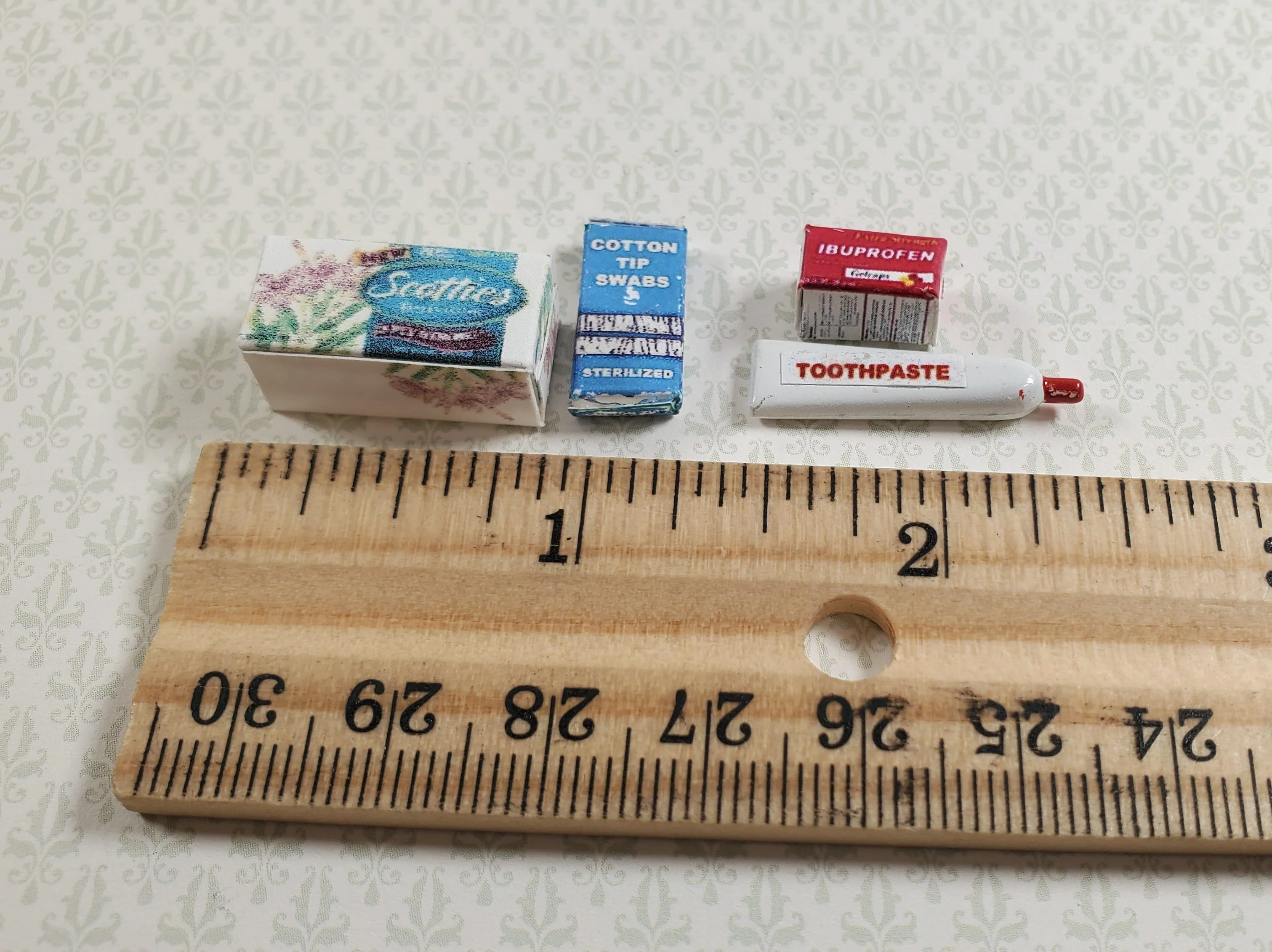 Dollhouse Bathroom Accessories Tissue Toothpaste Ibuprofen 1:12 Scale Medicine - Image 3